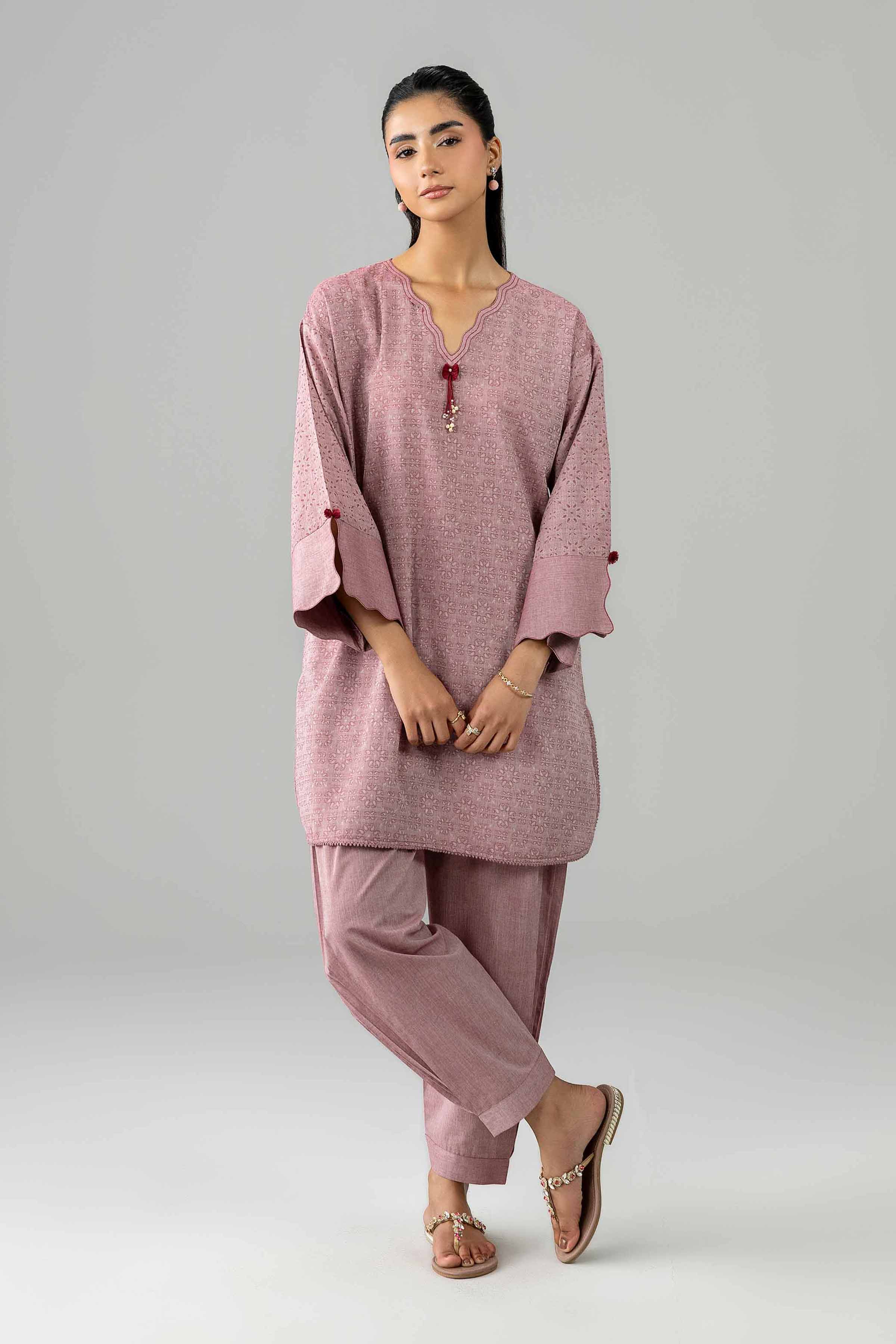 2 Piece - Printed Suit - PE26-527 Pink Jacquard 2PC Printed READY TO WEAR