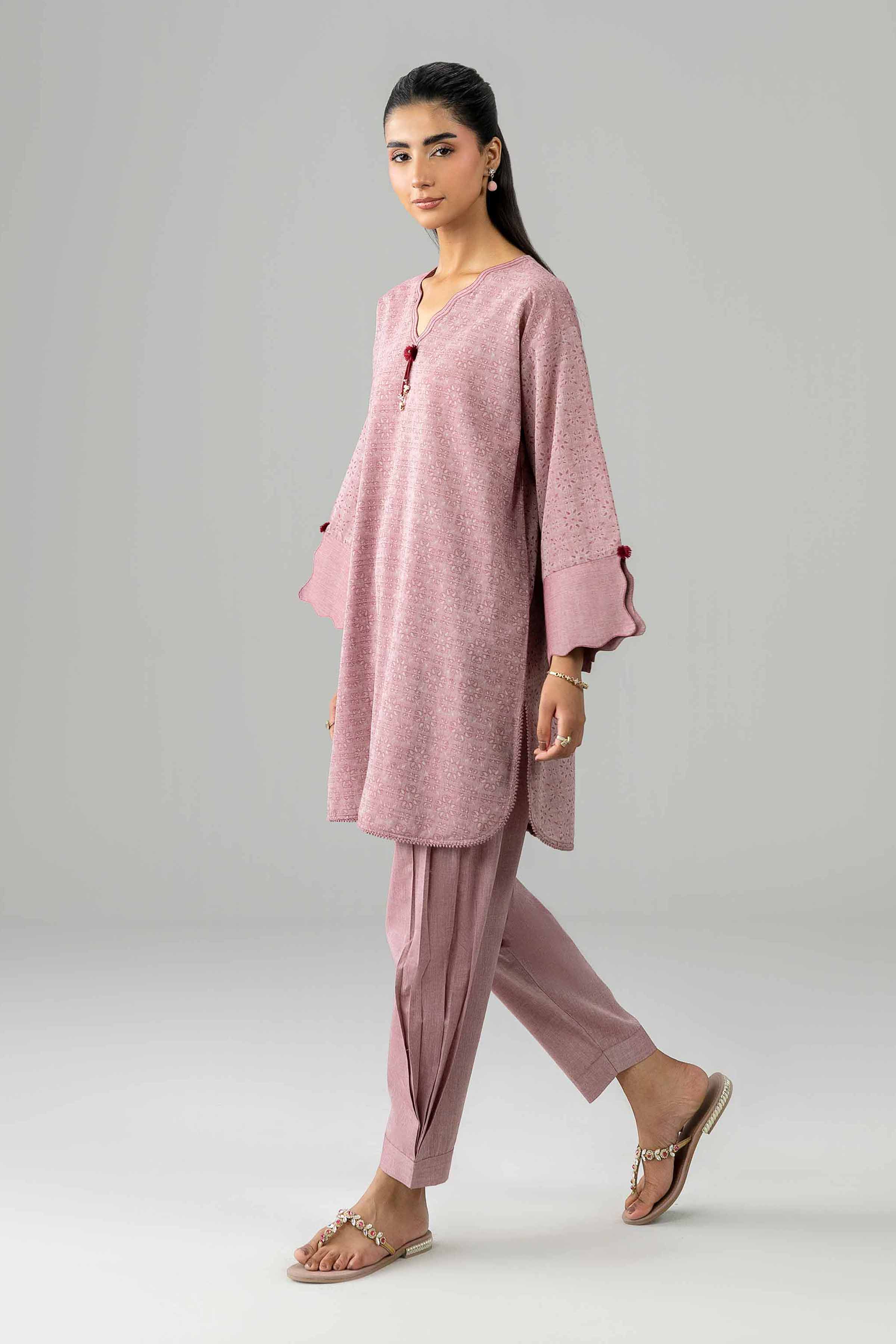 2 Piece - Printed Suit - PE26-527 Pink Jacquard 2PC Printed READY TO WEAR