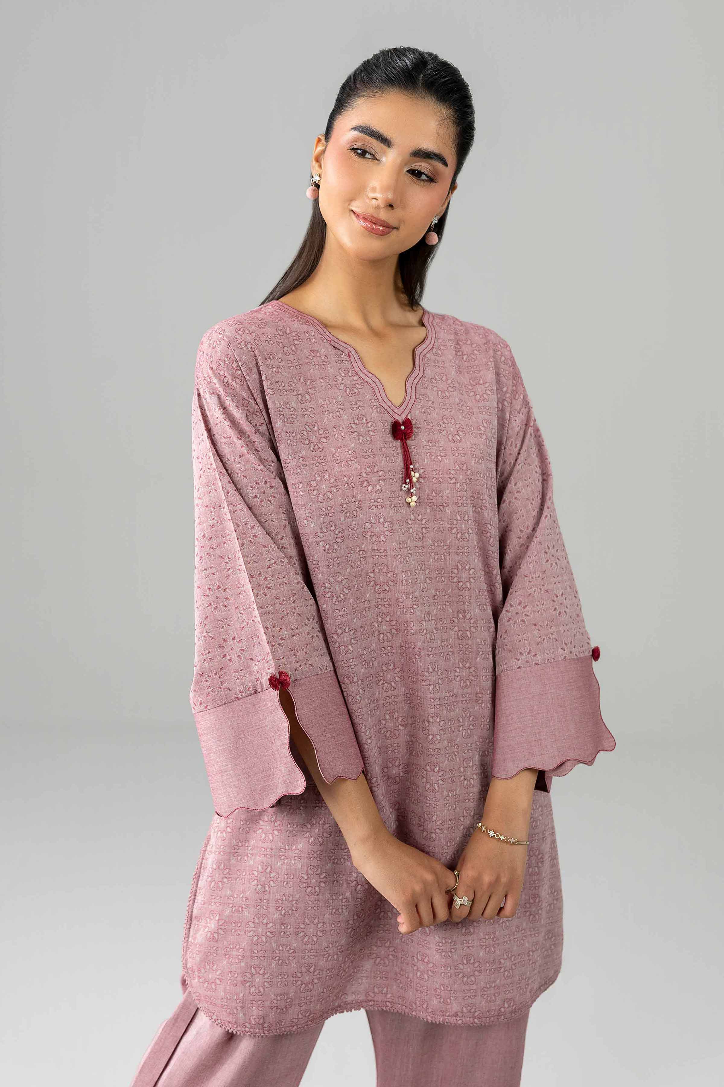 2 Piece - Printed Suit - PE26-527 Pink Jacquard 2PC Printed READY TO WEAR