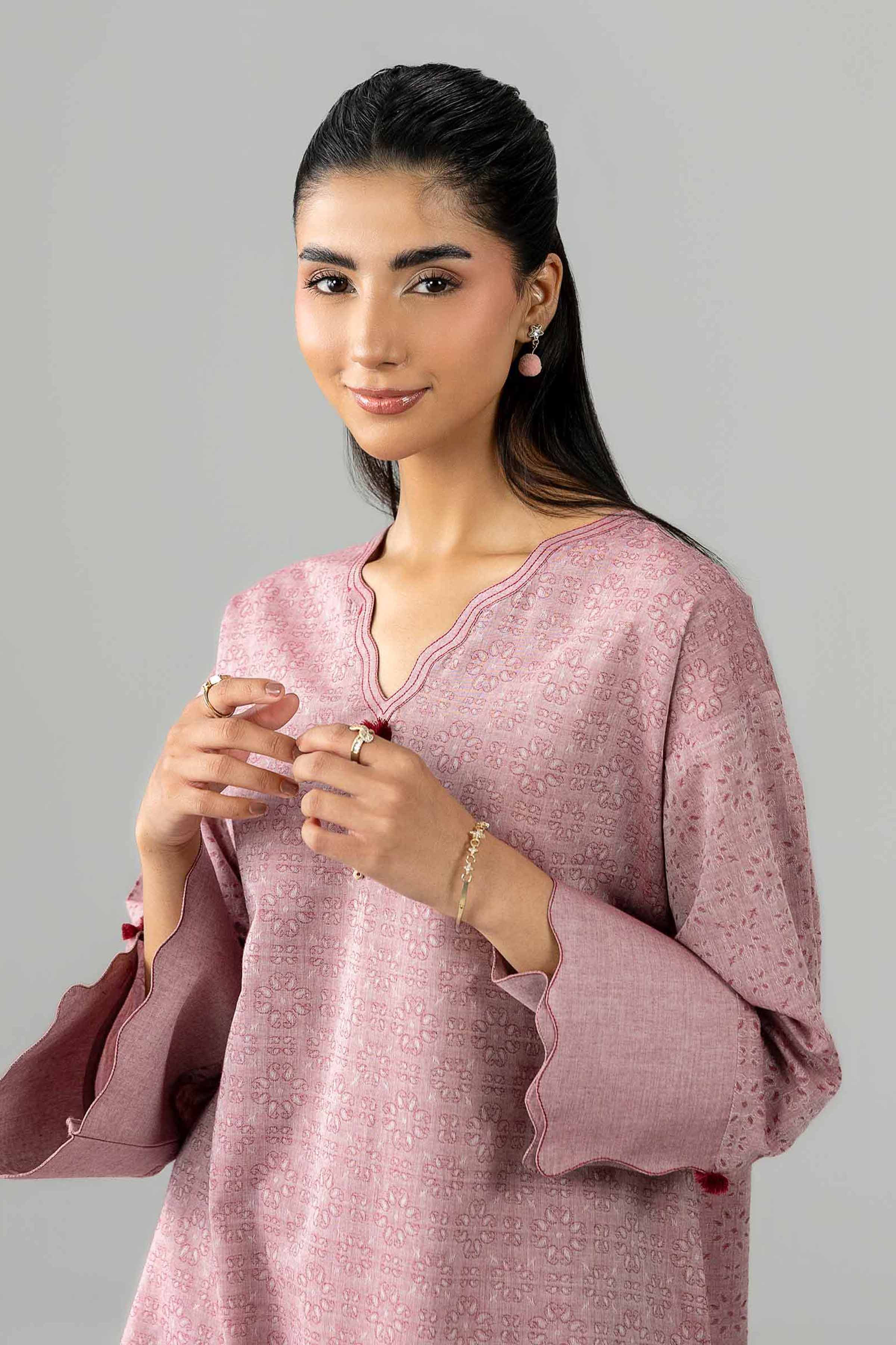 2 Piece - Printed Suit - PE26-527 Pink Jacquard 2PC Printed READY TO WEAR