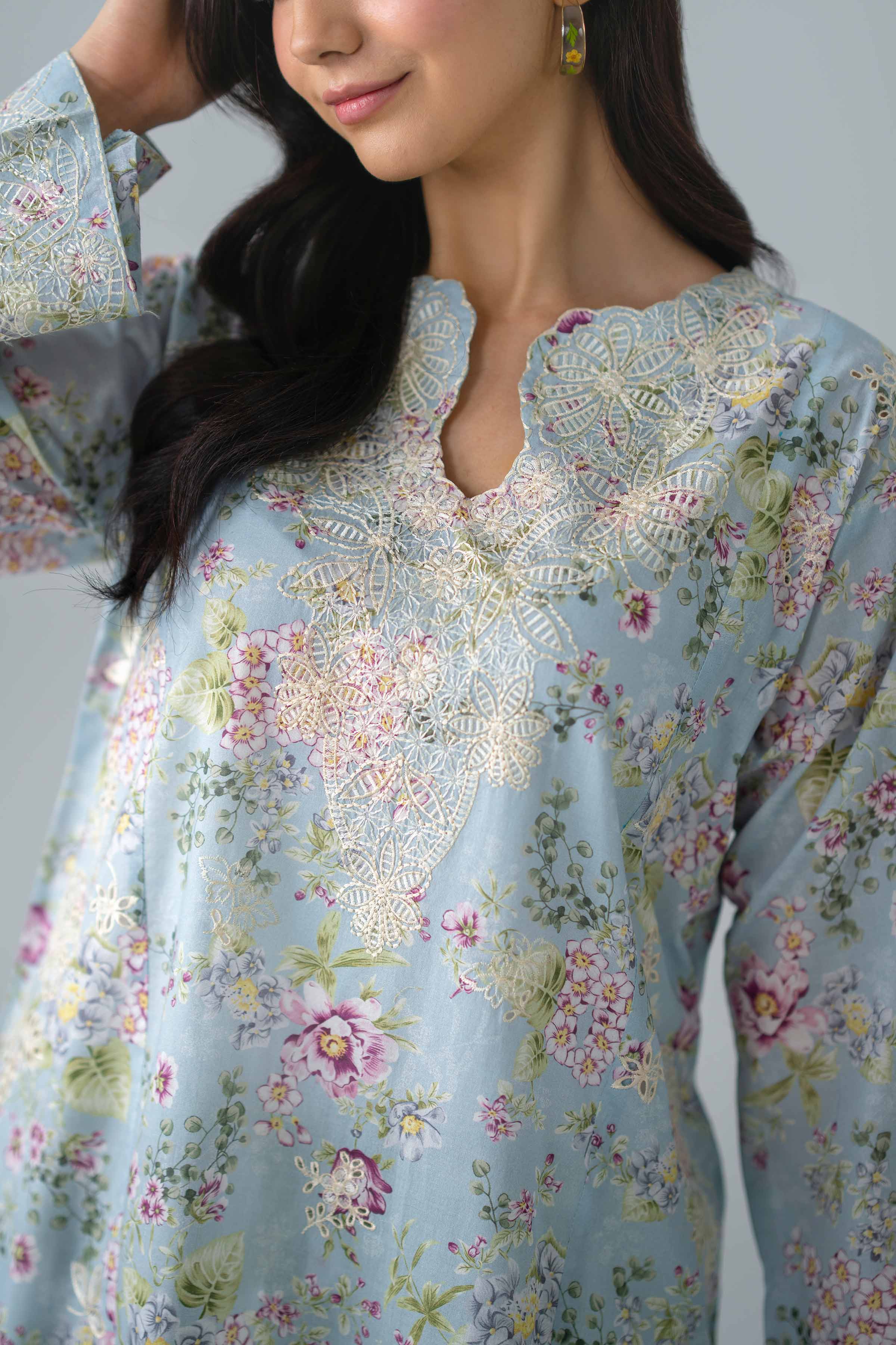 2 Piece - Printed Embroidered Suit - PE26-587
