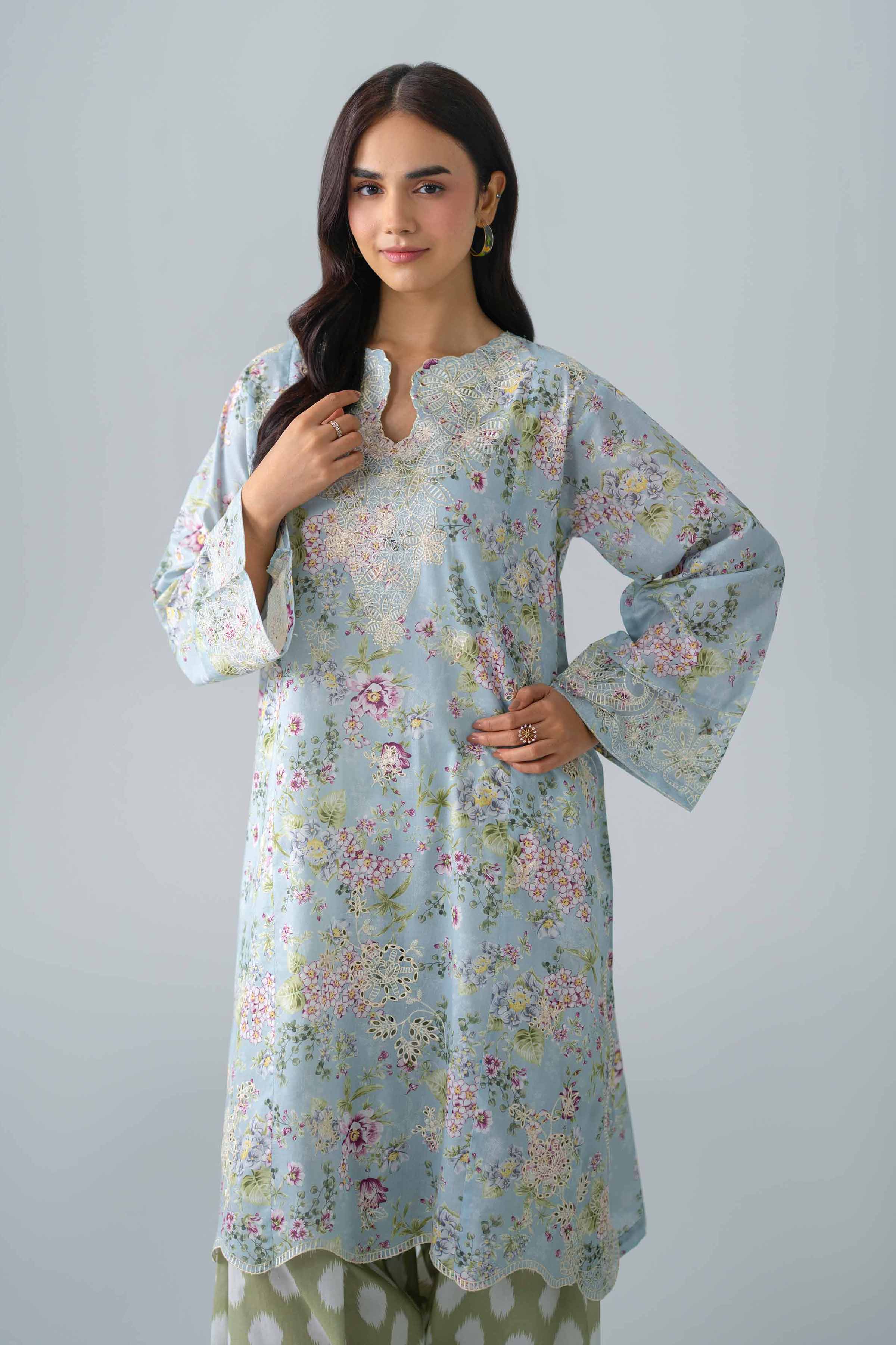 2 Piece - Printed Embroidered Suit - PE26-587