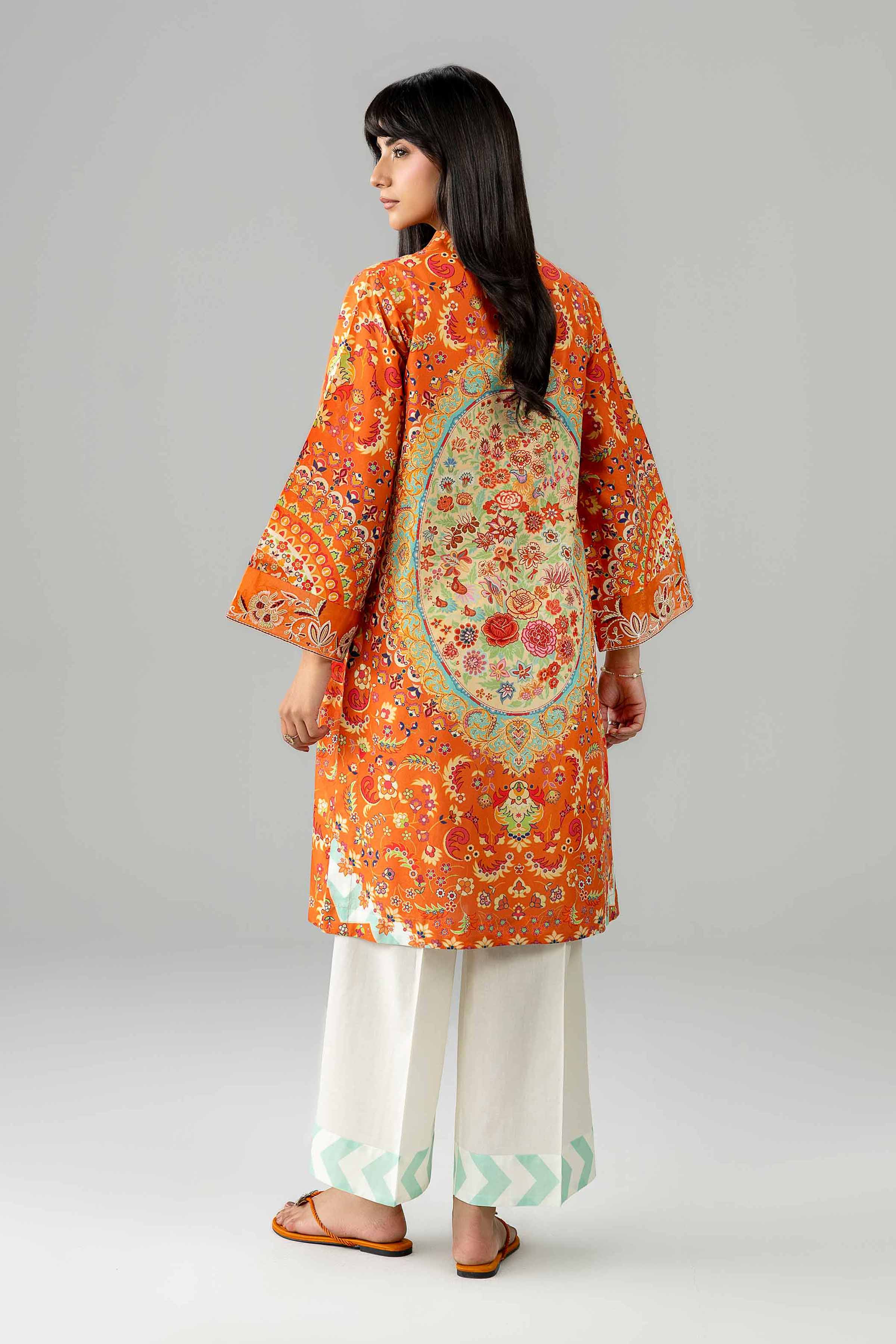2 Piece - Printed Embroidered Suit - PE26-590 Orange Lawn 2PC Embroidered READY TO WEAR