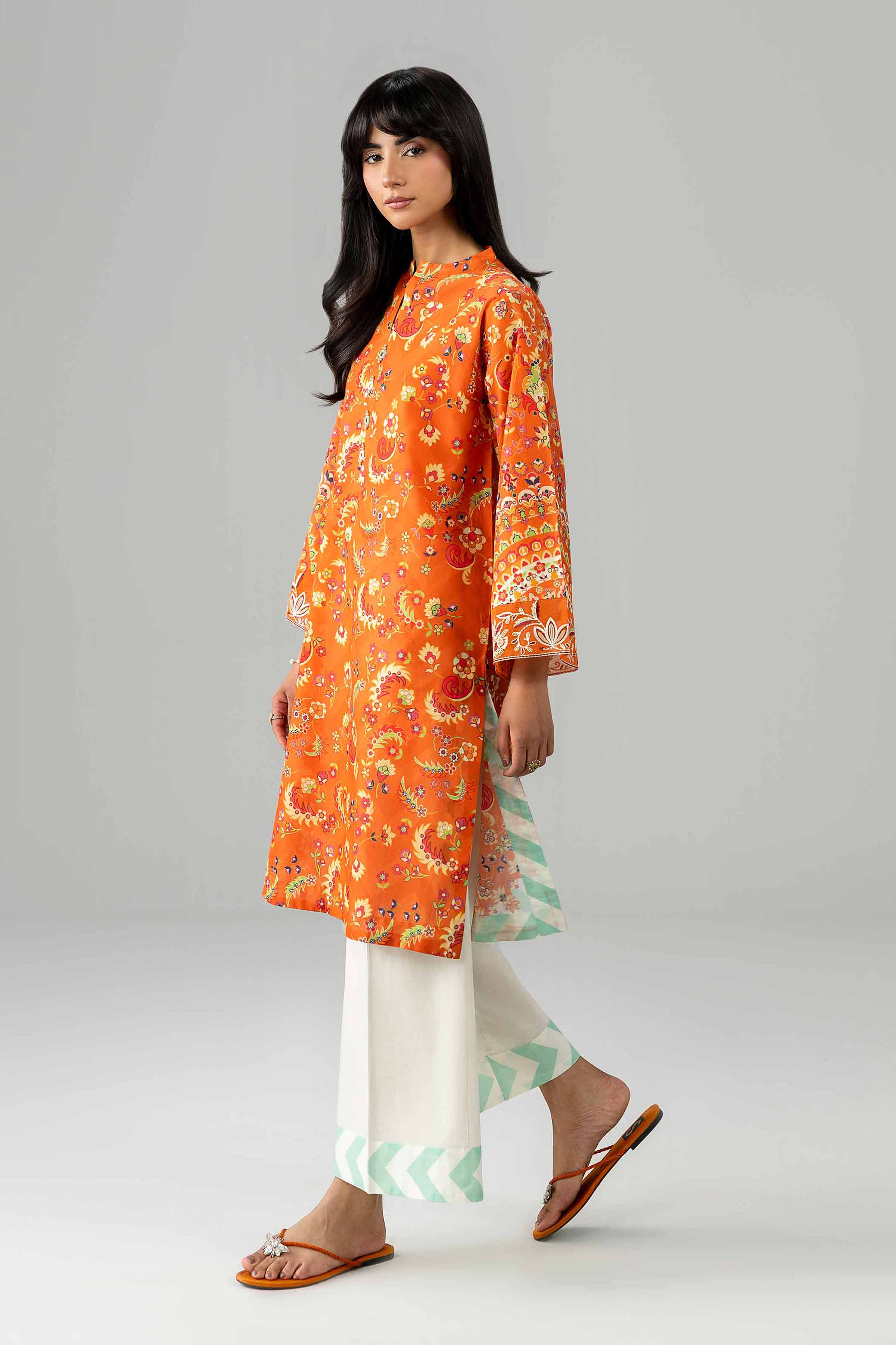 2 Piece - Printed Embroidered Suit - PE26-590 Orange Lawn 2PC Embroidered READY TO WEAR