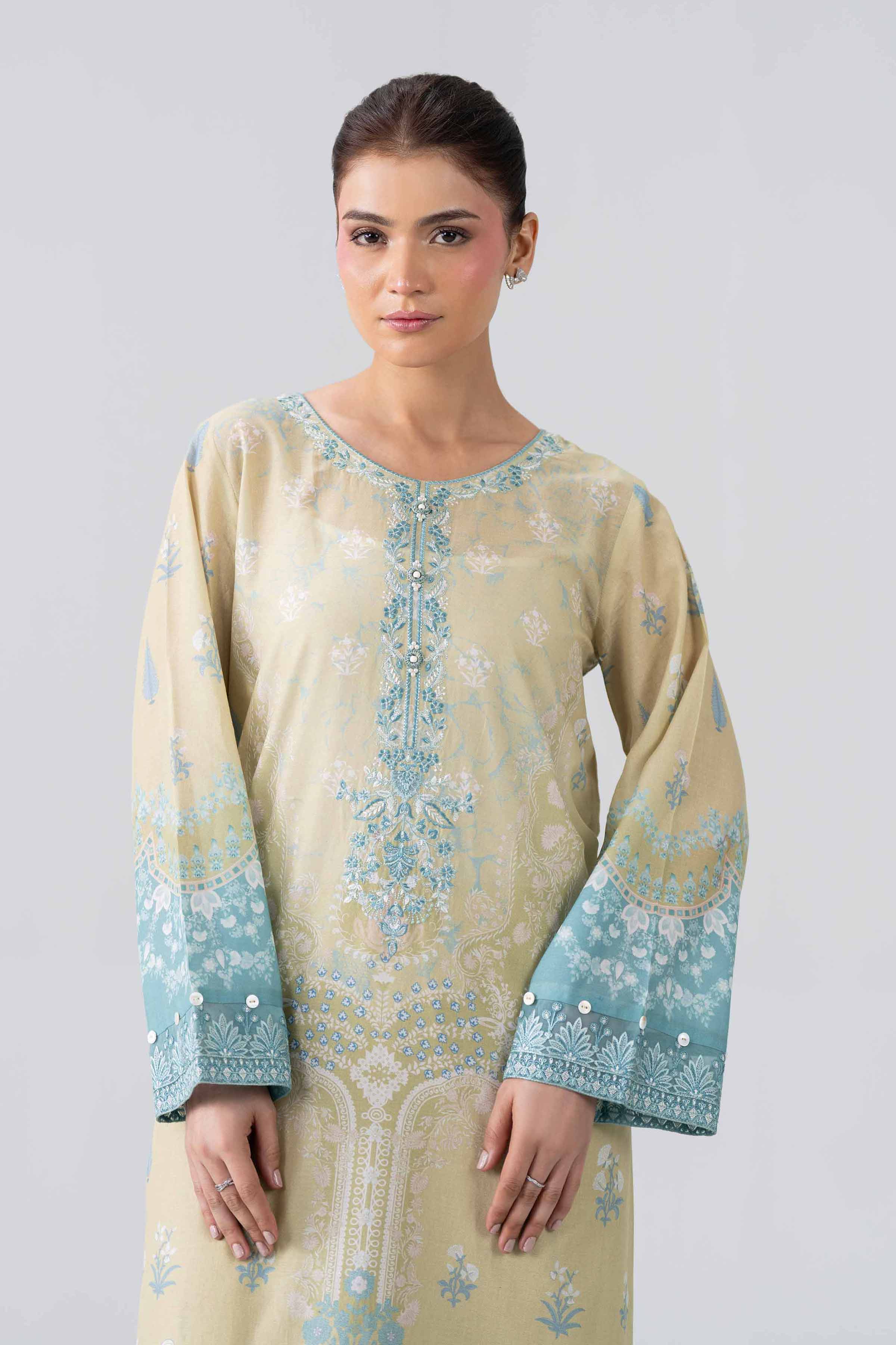 2 Piece - Printed Embroidered Suit - PE26-591