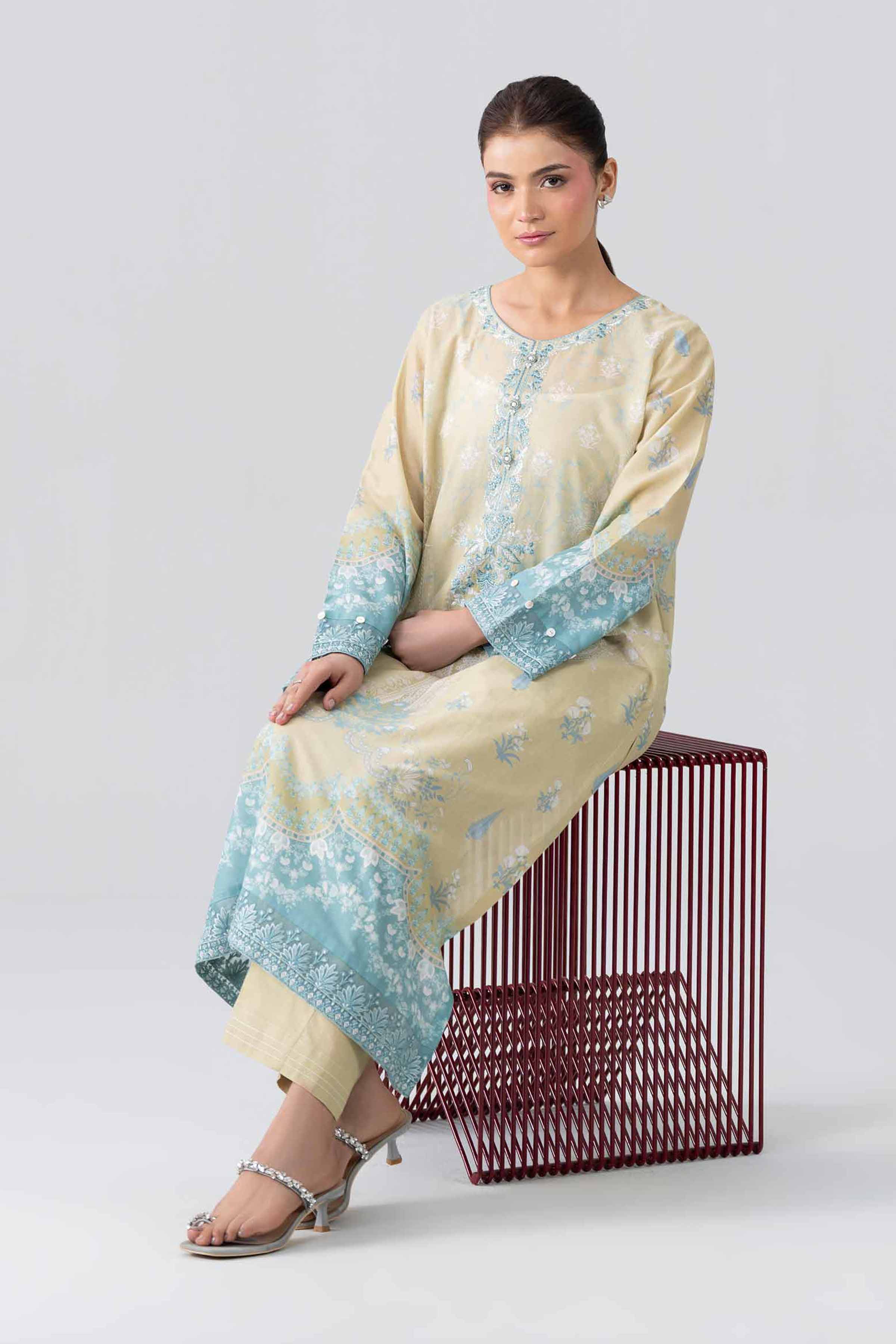 2 Piece - Printed Embroidered Suit - PE26-591