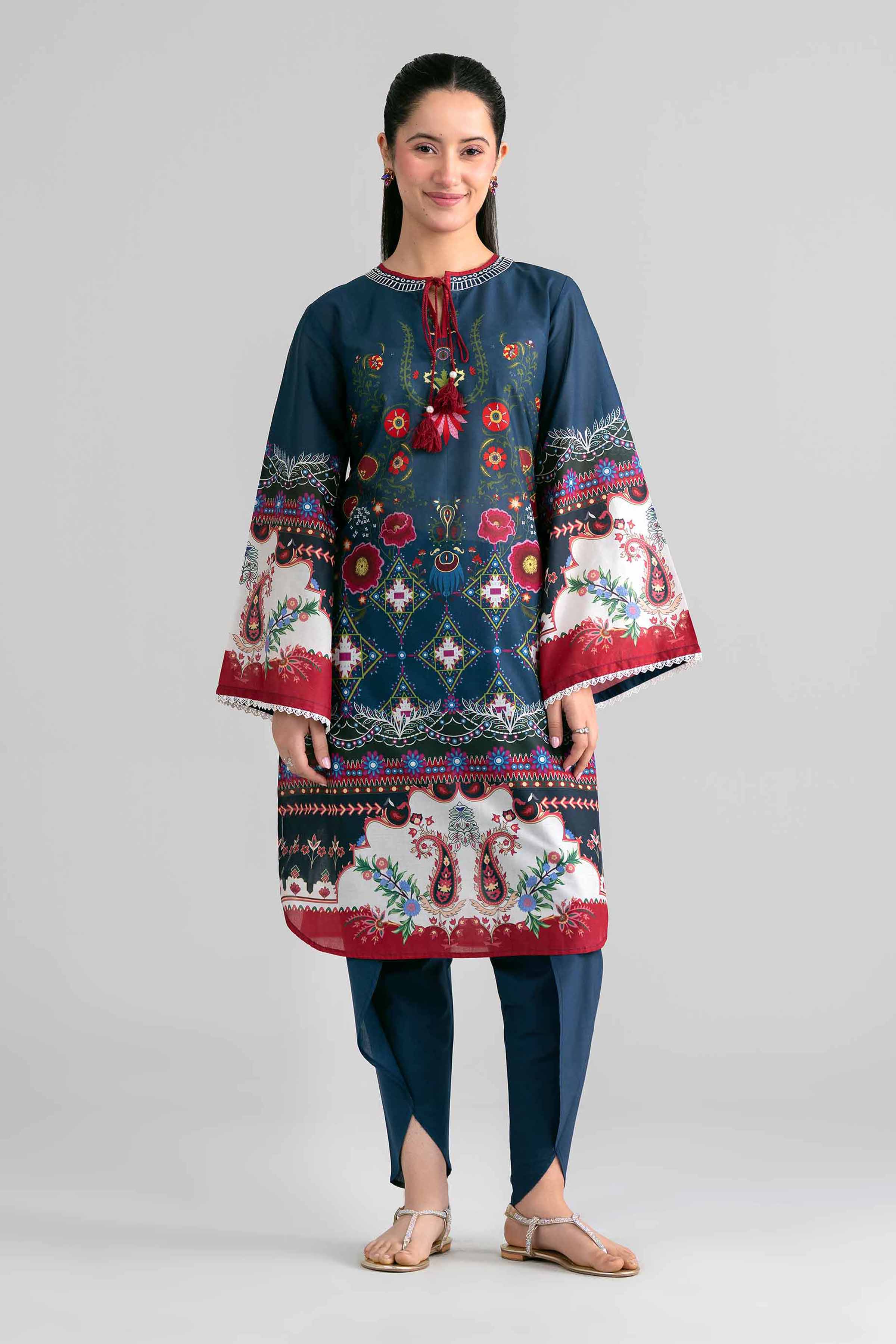 2 Piece - Printed Embroidered Suit - PE26-592