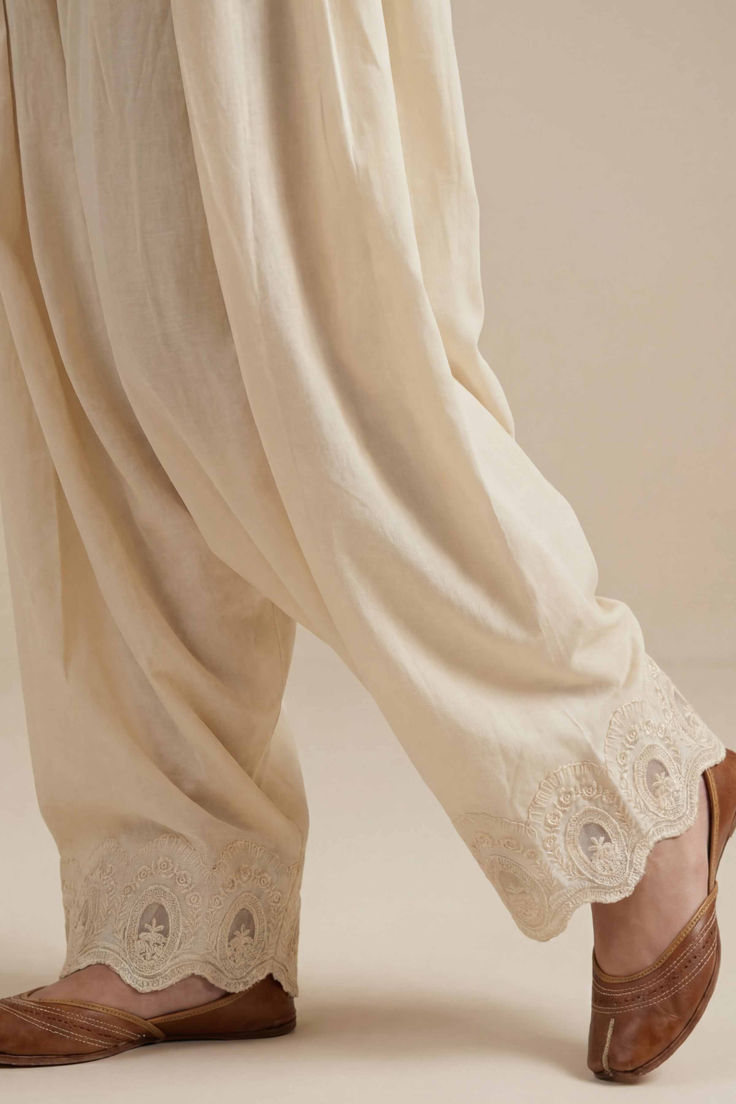 Embroidered Shalwar - PE26-641 Off White Cambric 1PC Embroidered READY TO WEAR