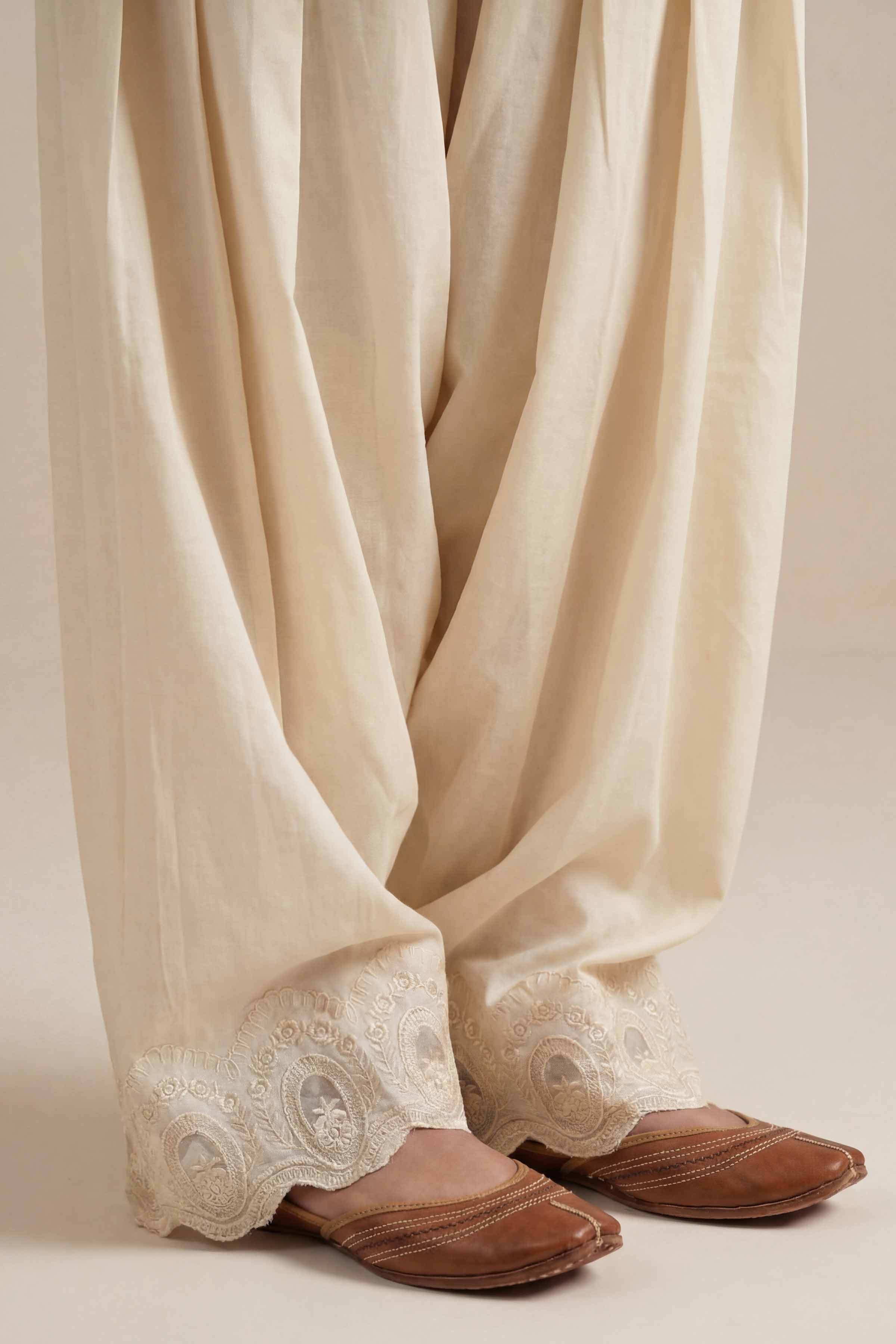 Embroidered Shalwar - PE26-641 Off White Cambric 1PC Embroidered READY TO WEAR