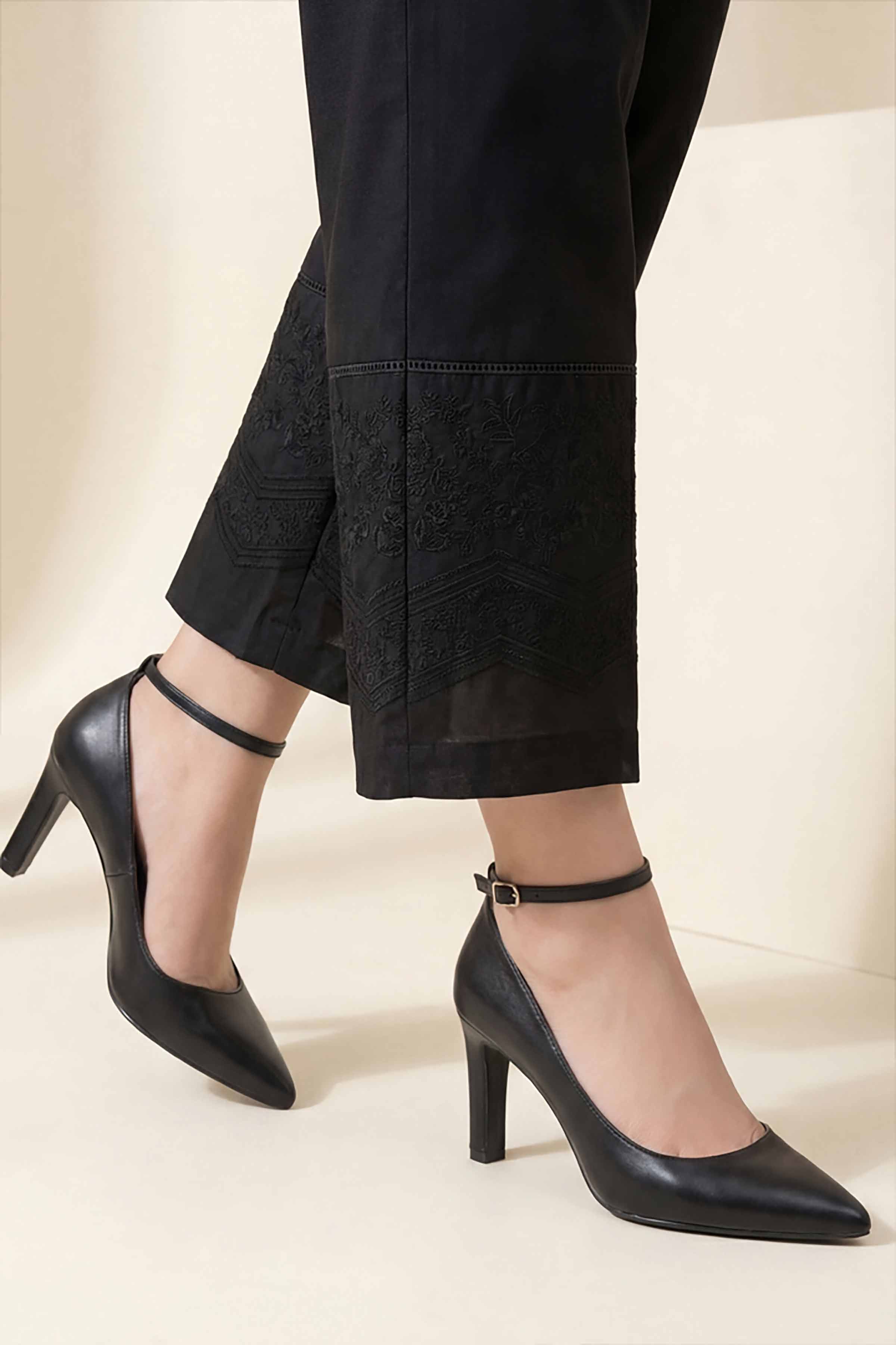 Embroidered Trousers - PE26-643 Black Cambric 1PC Embroidered READY TO WEAR