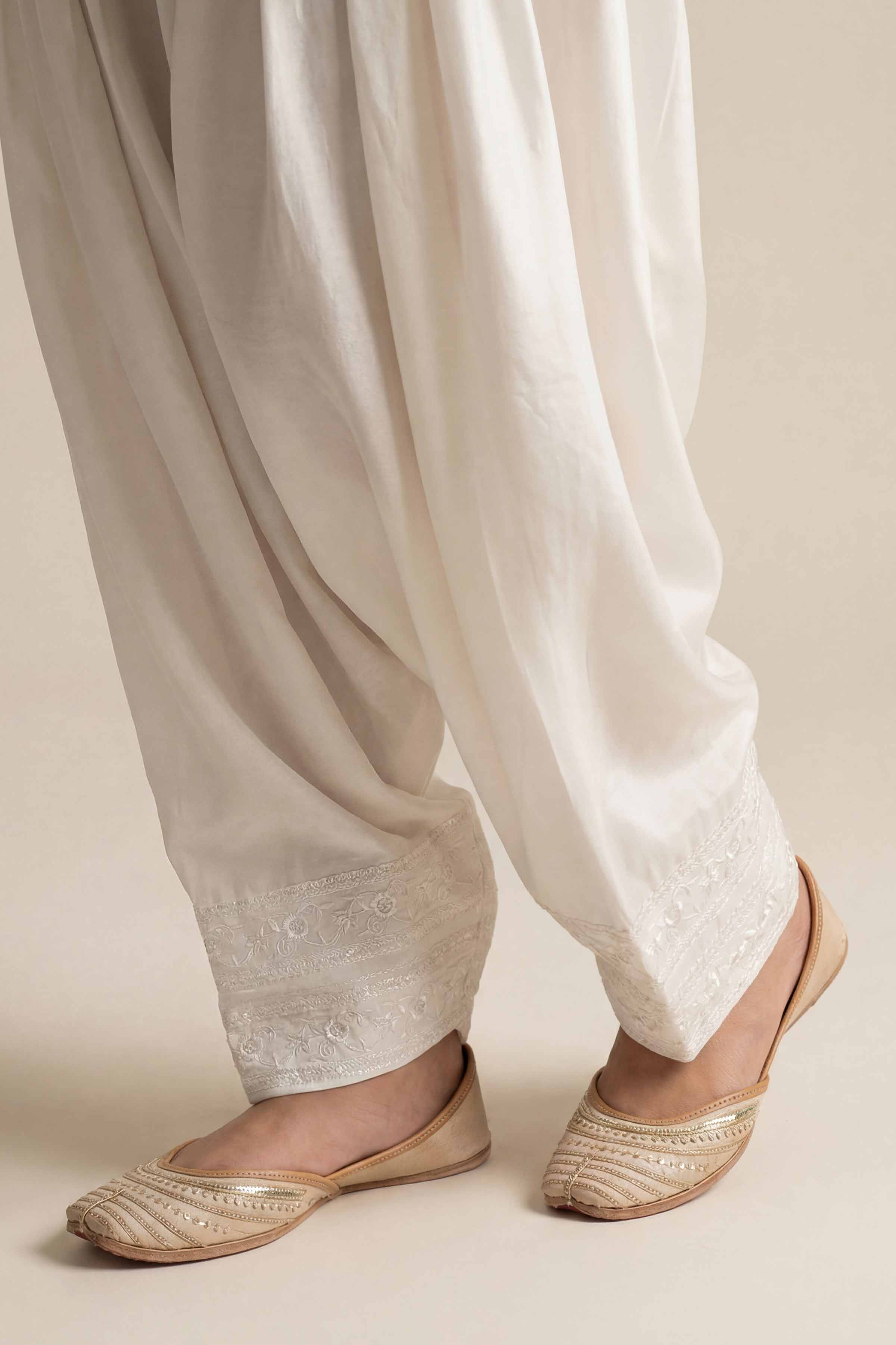 Embroidered Shalwar - PE26-645 White Cambric 1PC Embroidered READY TO WEAR