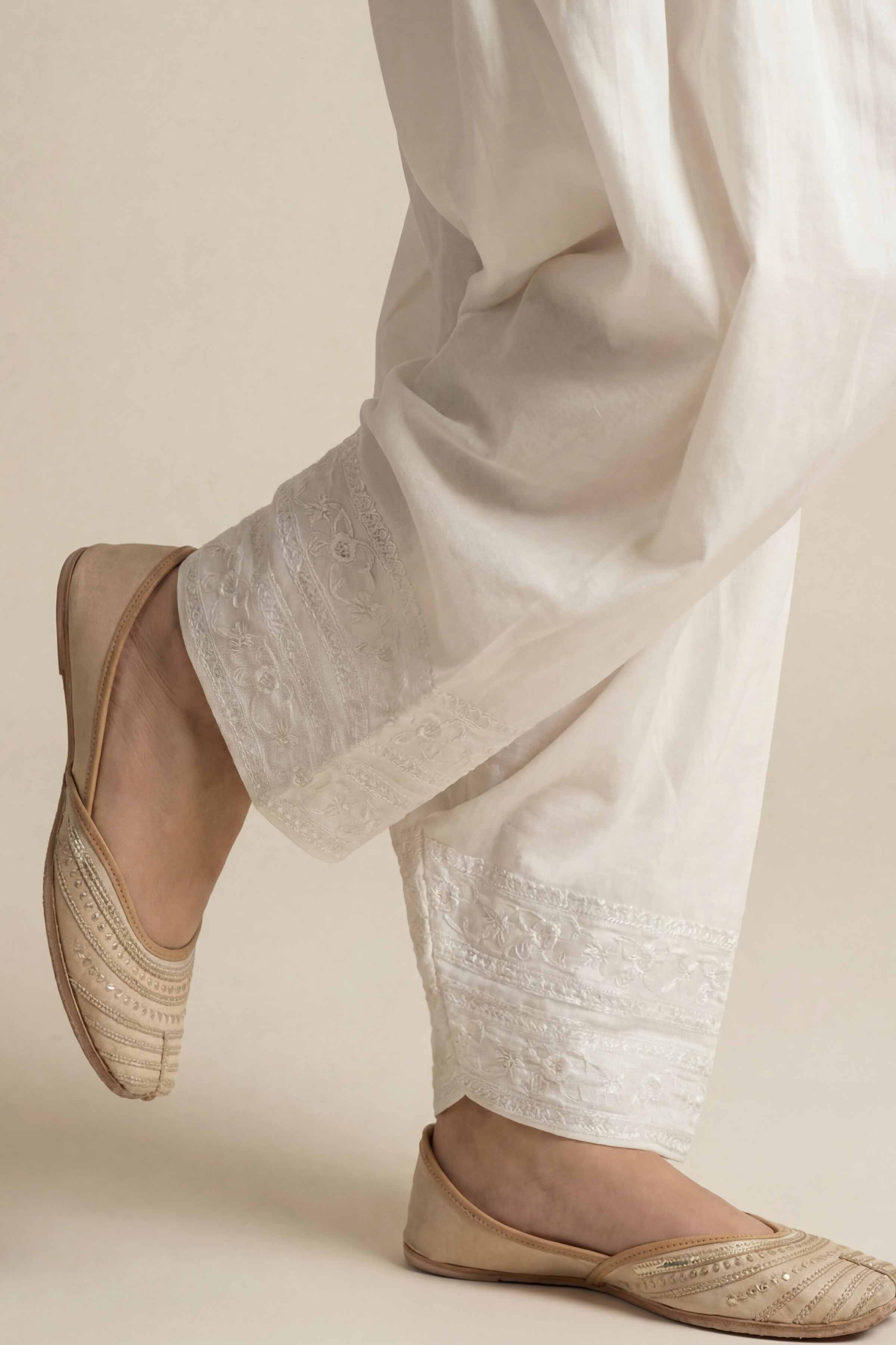 Embroidered Shalwar - PE26-645 White Cambric 1PC Embroidered READY TO WEAR