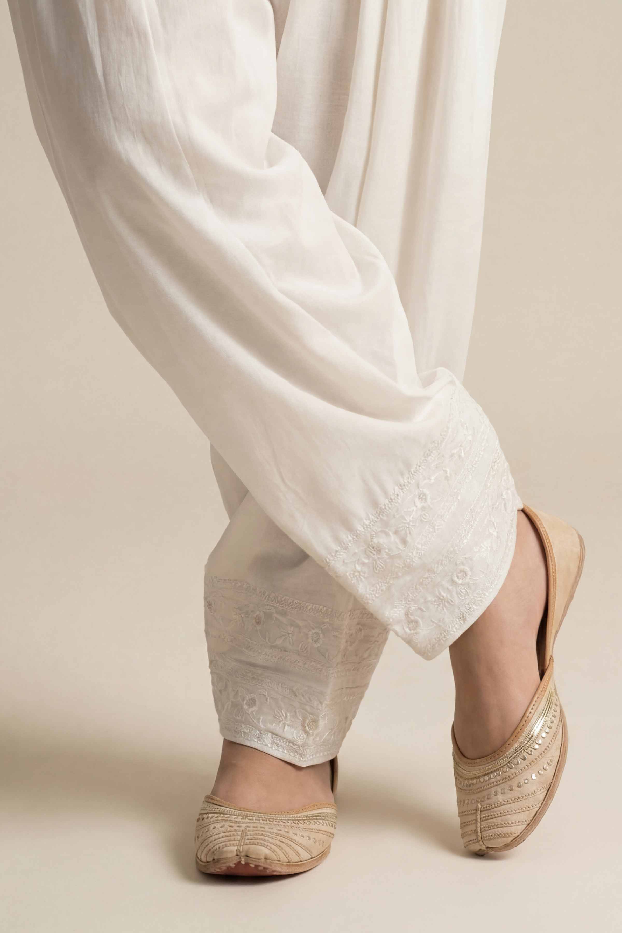 Embroidered Shalwar - PE26-645 White Cambric 1PC Embroidered READY TO WEAR