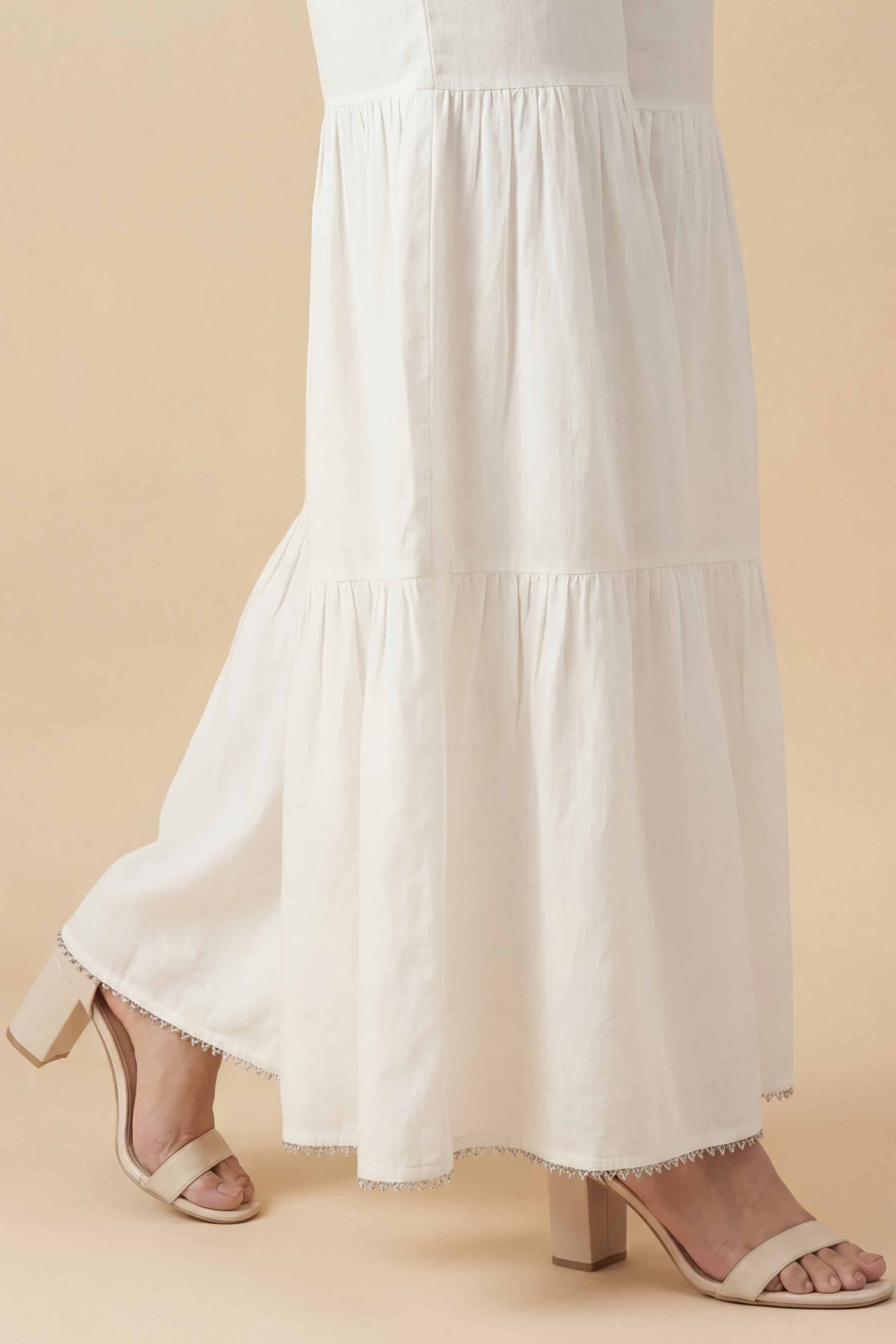 Basic Sharara - PE26-650 White Cambric 1PC Solids READY TO WEAR