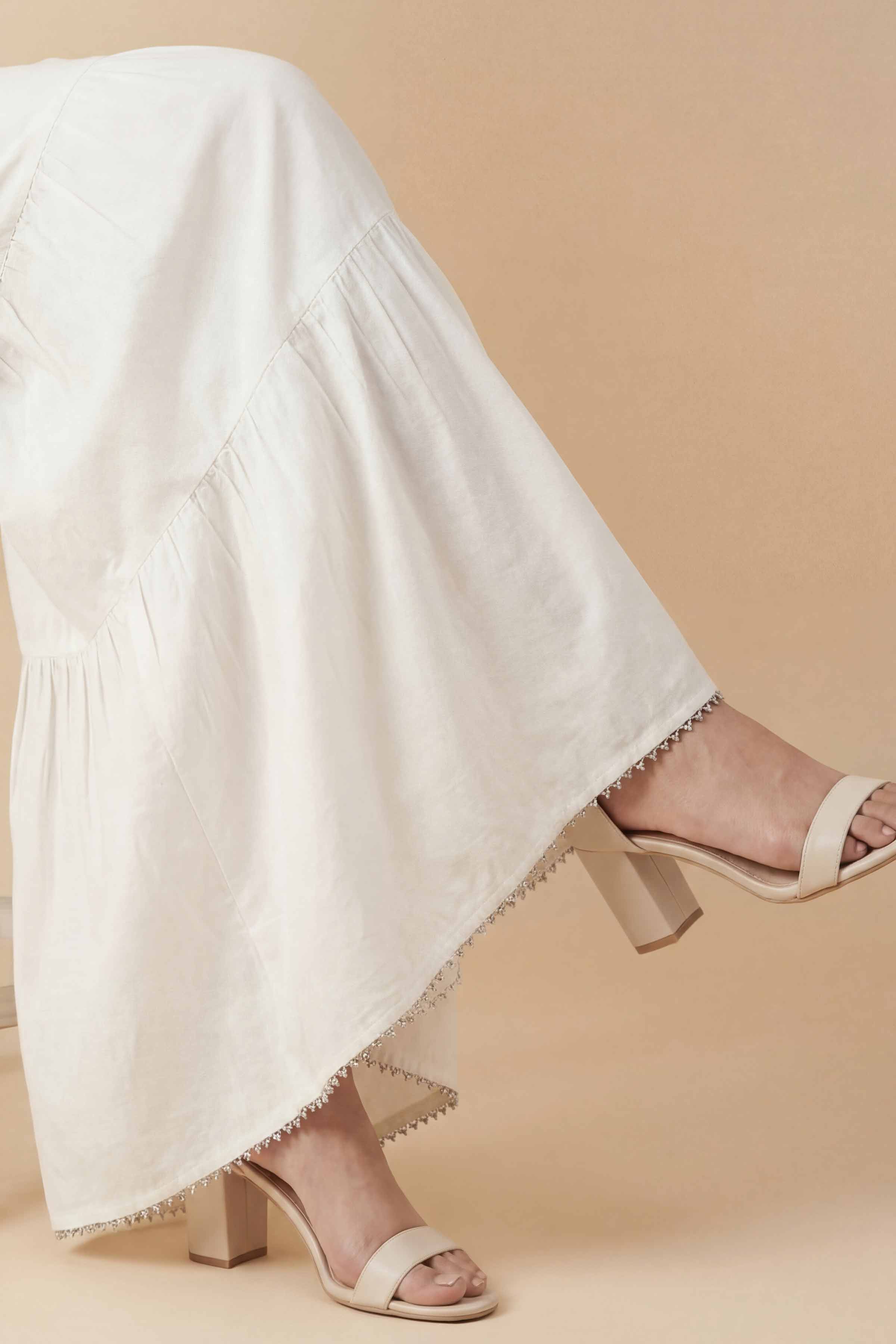 Basic Sharara - PE26-650 White Cambric 1PC Solids READY TO WEAR