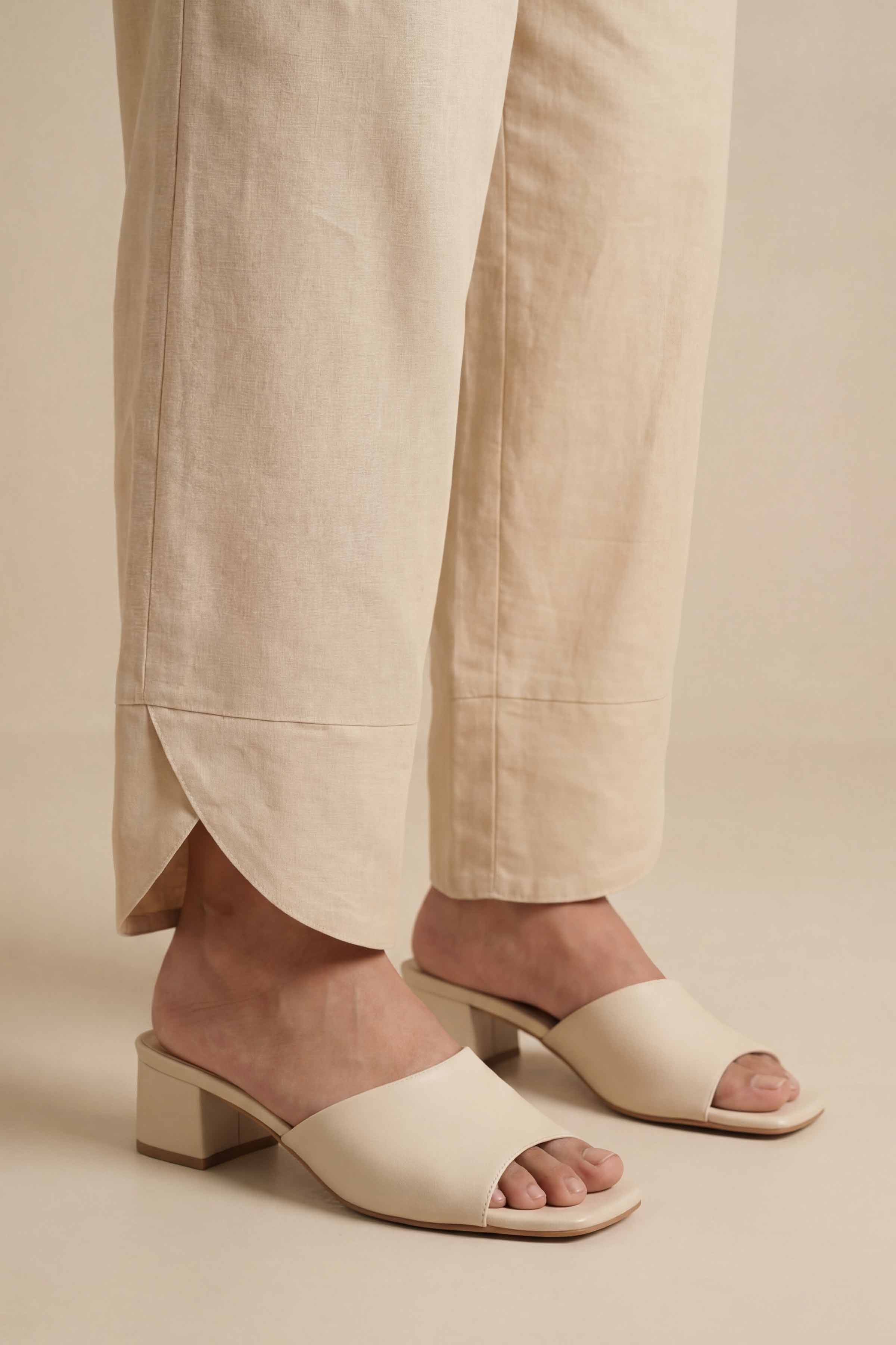 Embroidered Trousers - PE26-652 Beige Cambric 1PC Embroidered READY TO WEAR