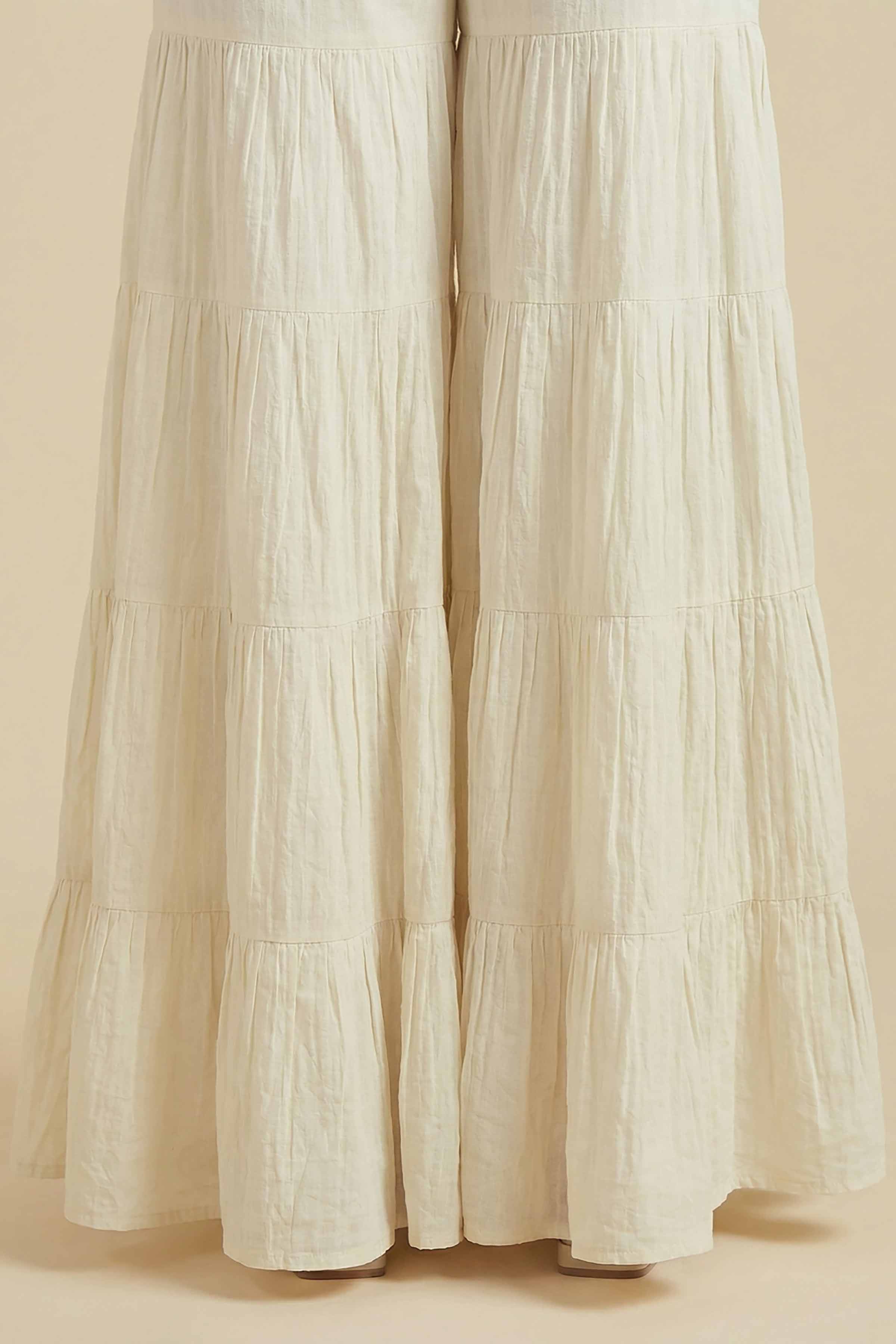 Basic Sharara - PE26-653 Off White Cambric 1PC Solids READY TO WEAR