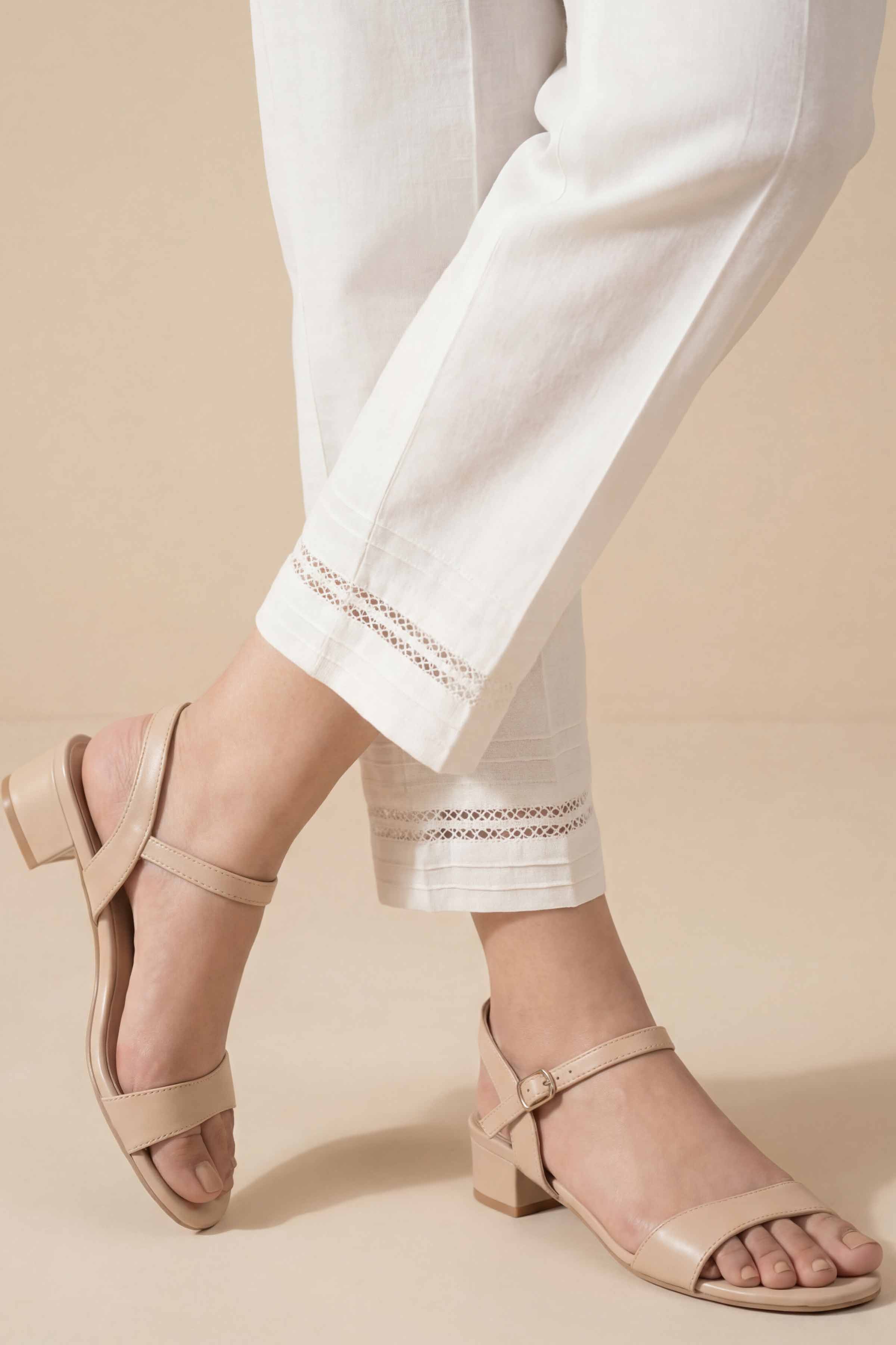 Basic Trousers - PE26-654 White Cambric 1PC Solids READY TO WEAR