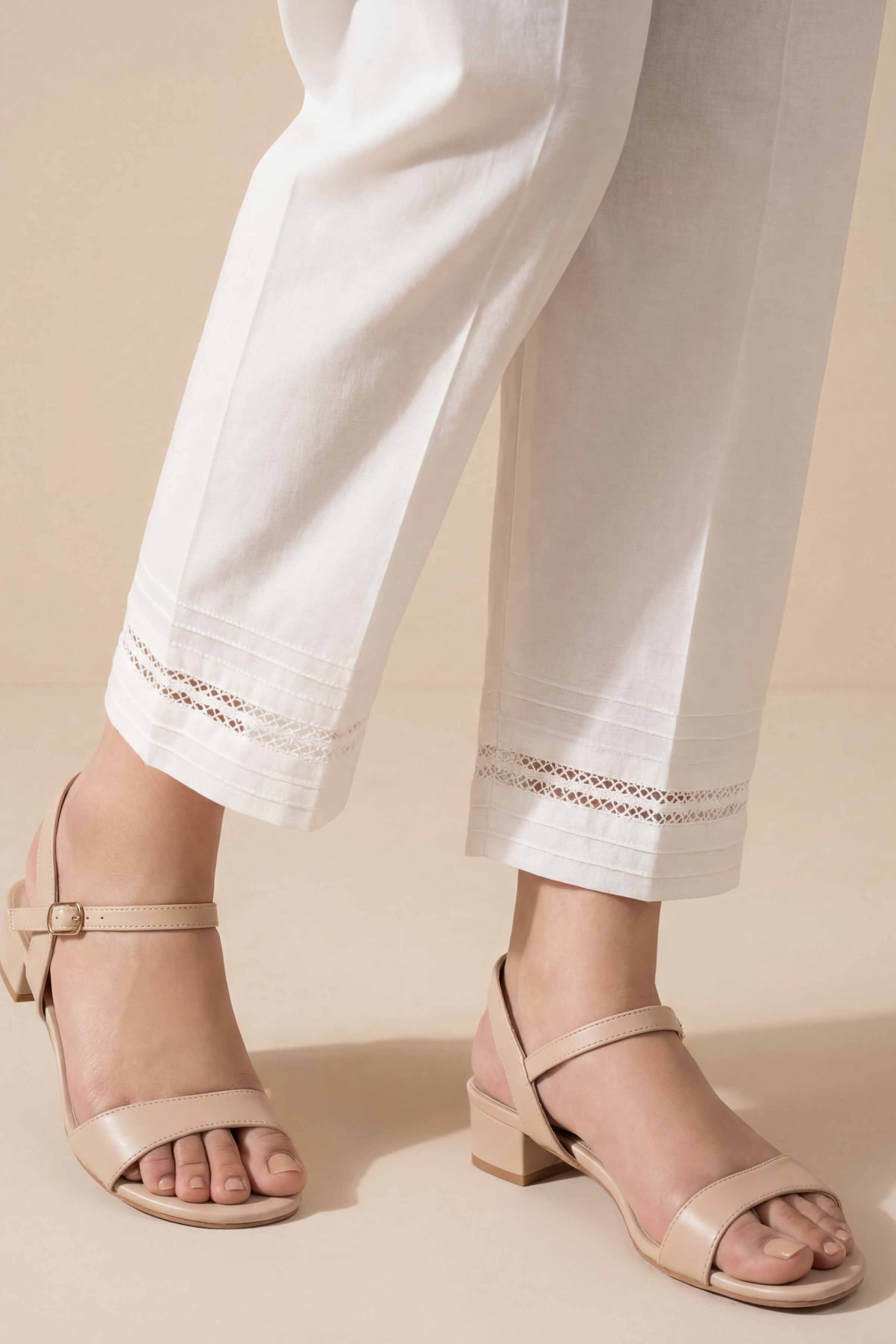 Basic Trousers - PE26-654 White Cambric 1PC Solids READY TO WEAR