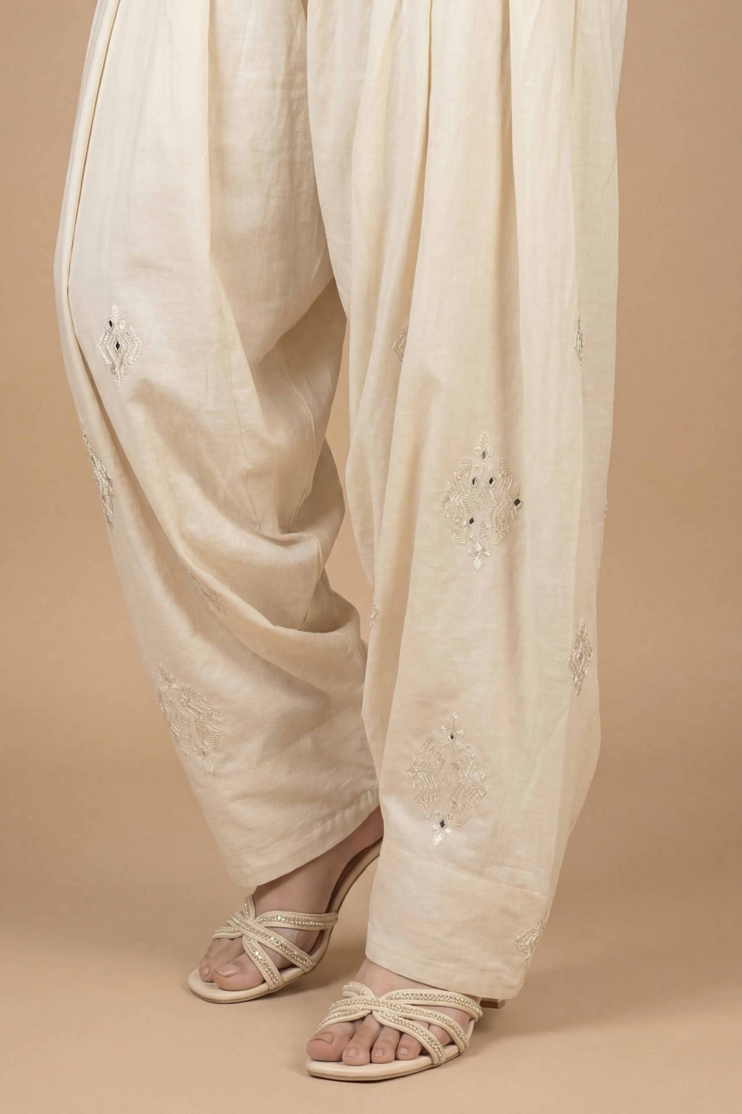 Embroidered Shalwar - PE26-662 Off White Cambric 1PC Embroidered