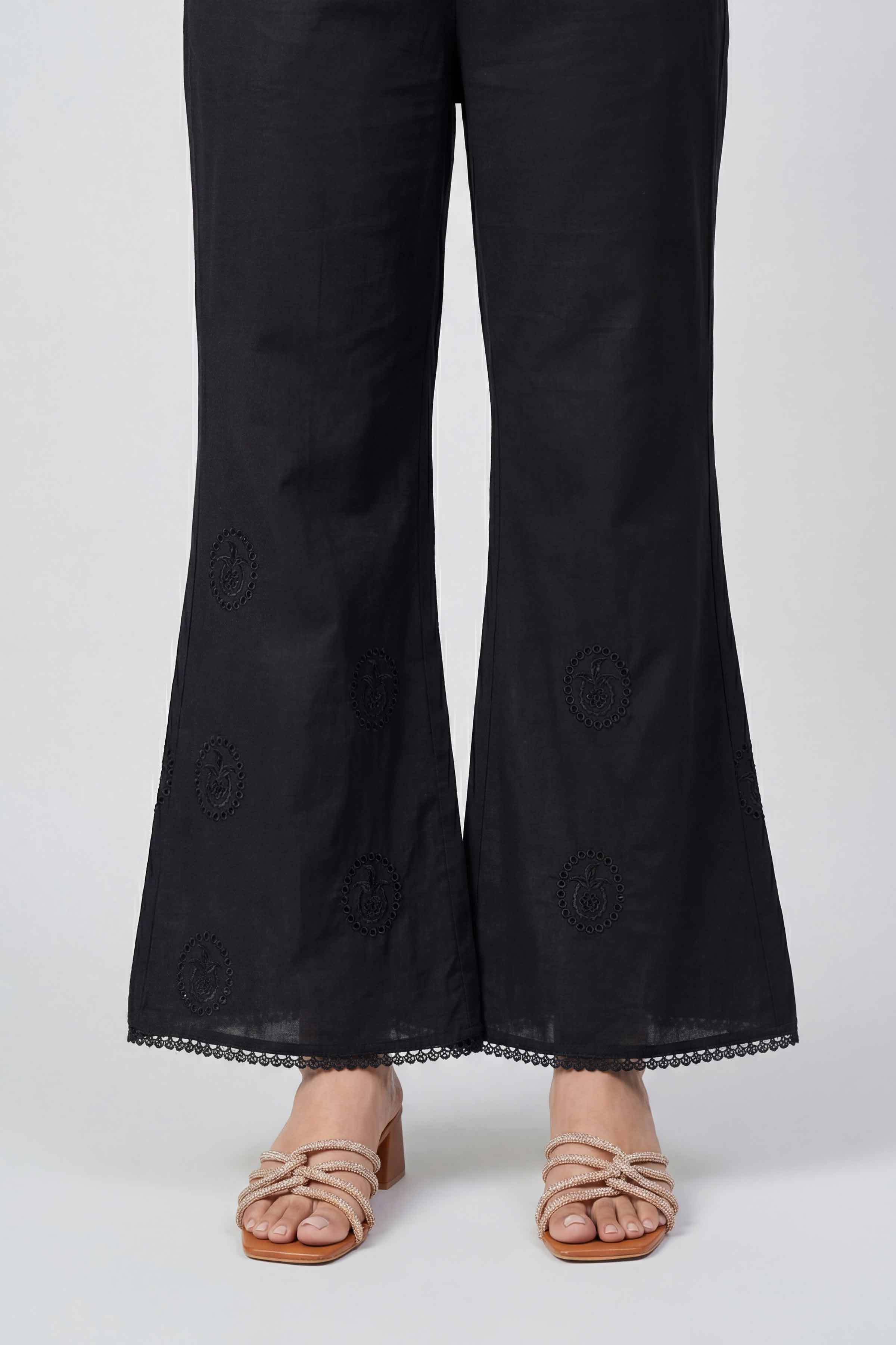 Embroidered Trousers - PE26-664 Black Cambric 1PC Embroidered READY TO WEAR
