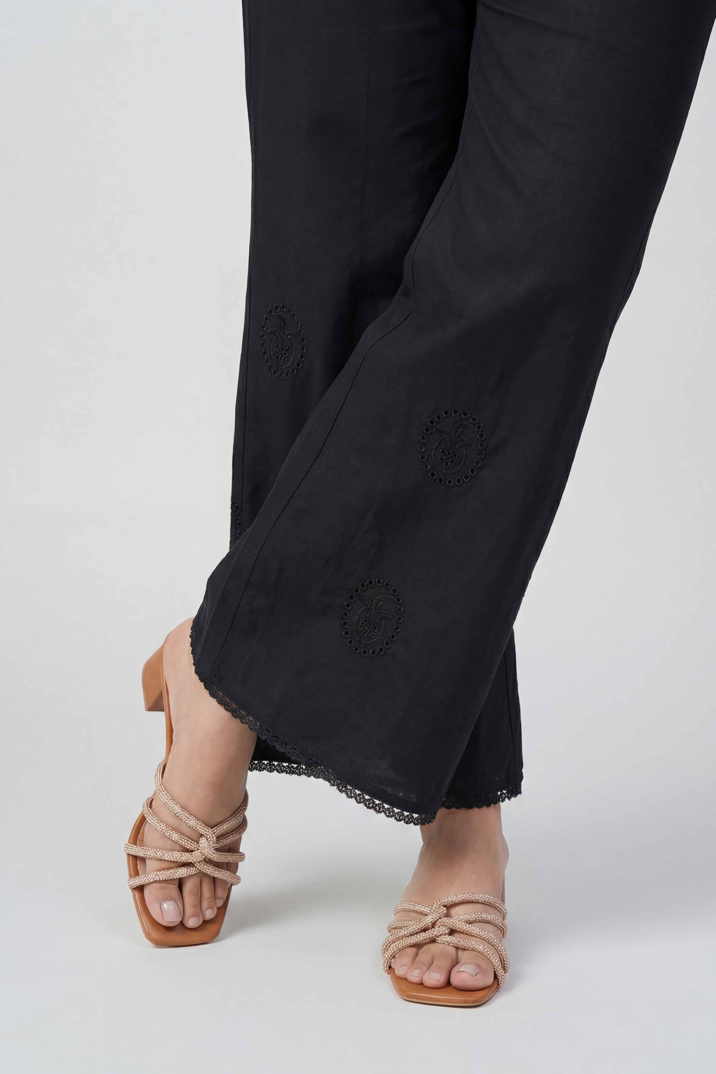 Embroidered Trousers - PE26-664 Black Cambric 1PC Embroidered READY TO WEAR