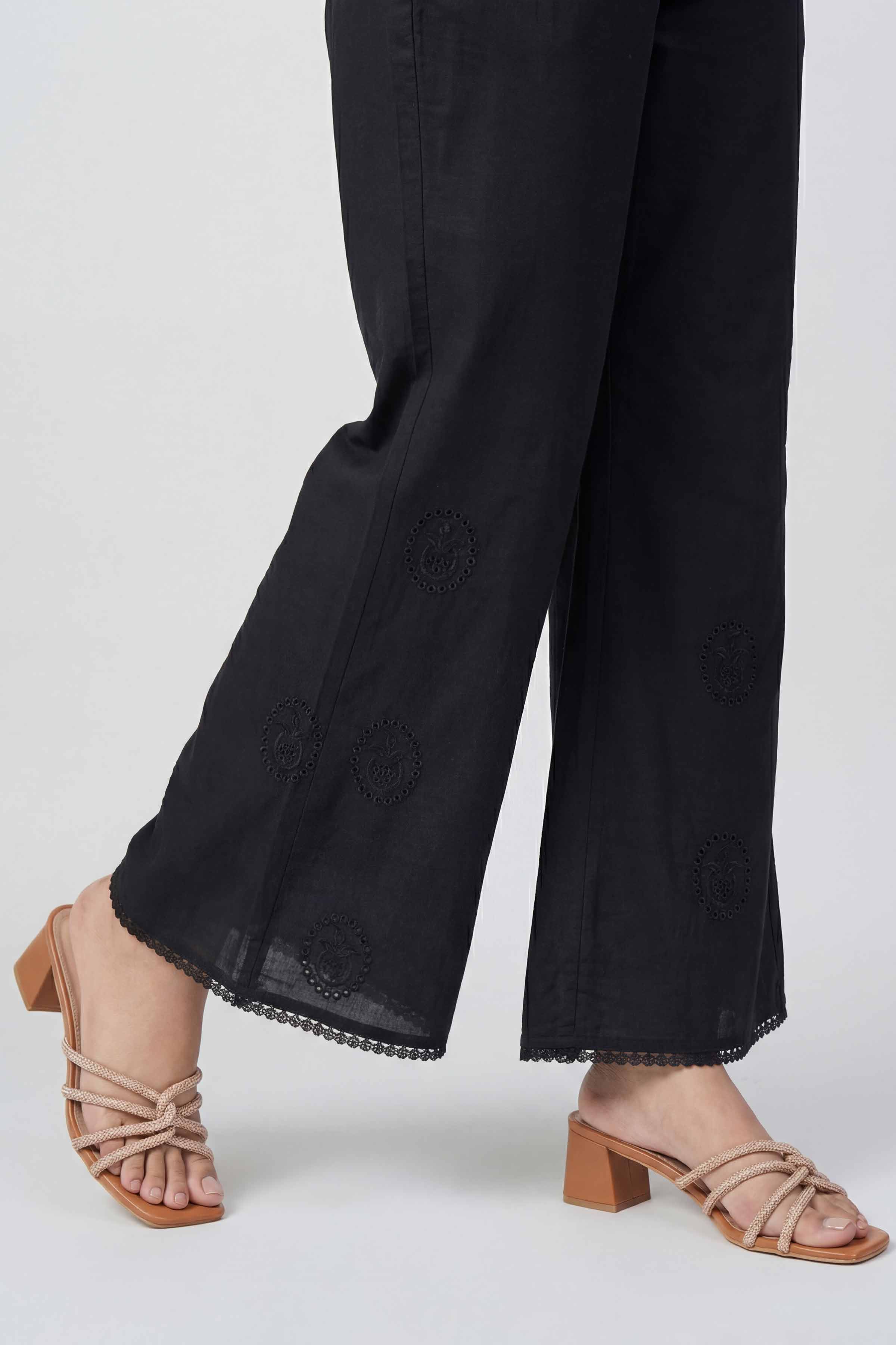 Embroidered Trousers - PE26-664 Black Cambric 1PC Embroidered READY TO WEAR