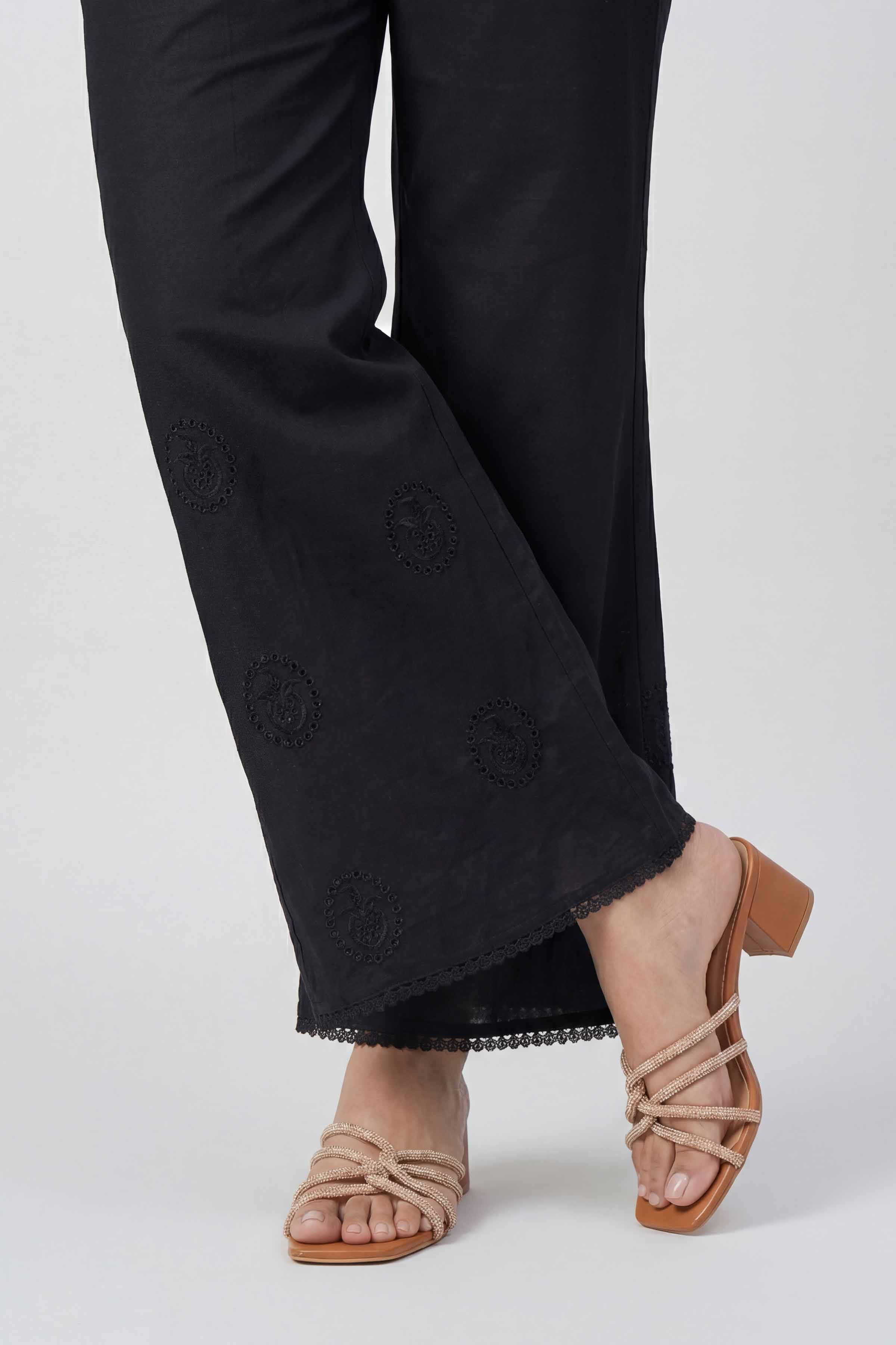 Embroidered Trousers - PE26-664 Black Cambric 1PC Embroidered READY TO WEAR