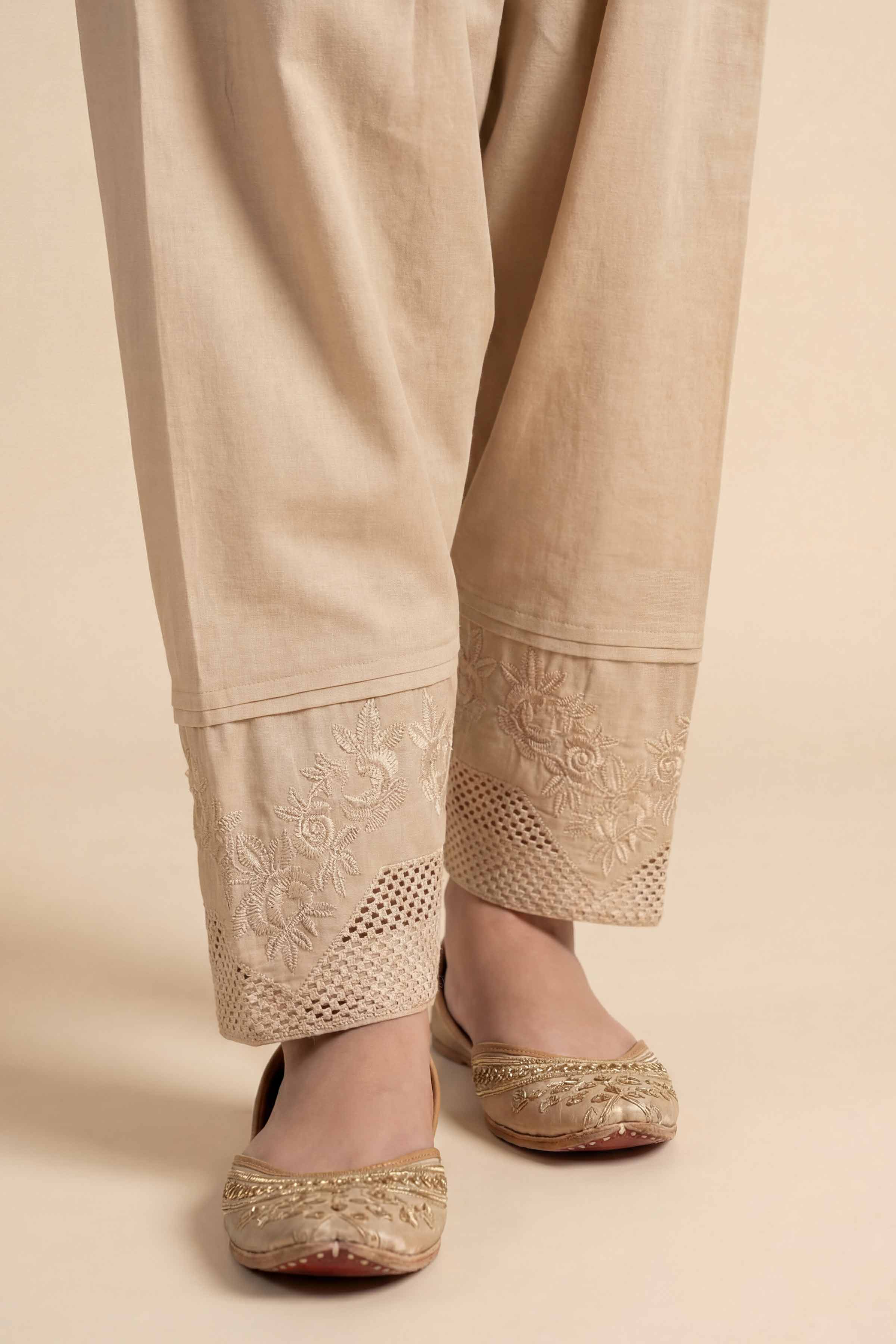 Embroidered Shalwar - PE26-665 Ready To Wear Beige Cambric 1PC Embroidered