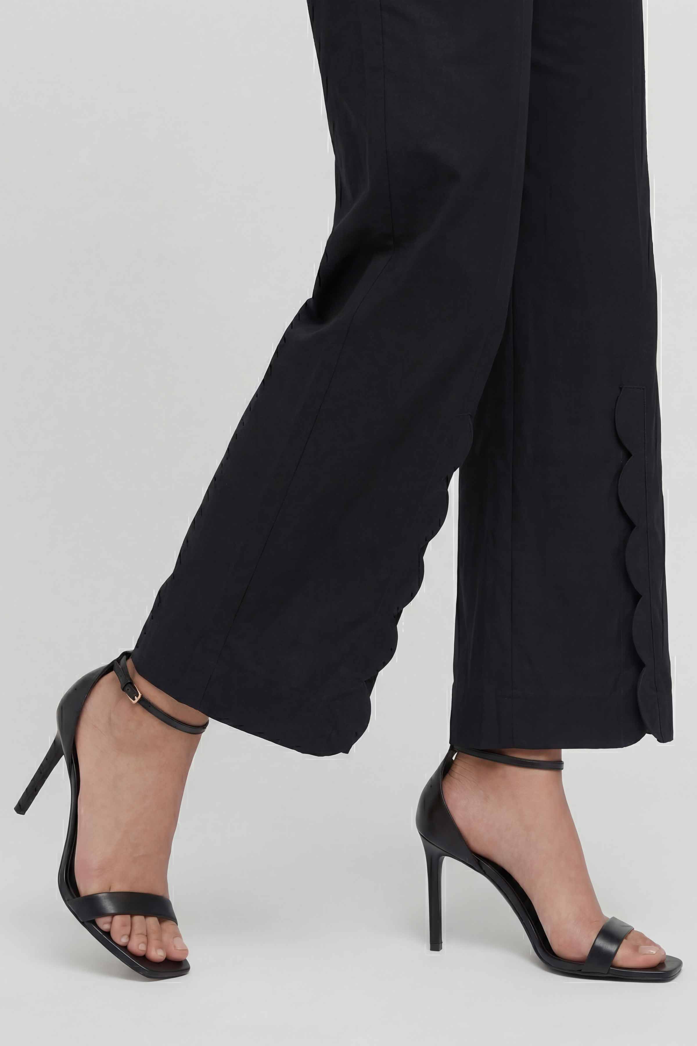 Solid Trousers - PE26-668 Black Cambric 1PC Solids READY TO WEAR