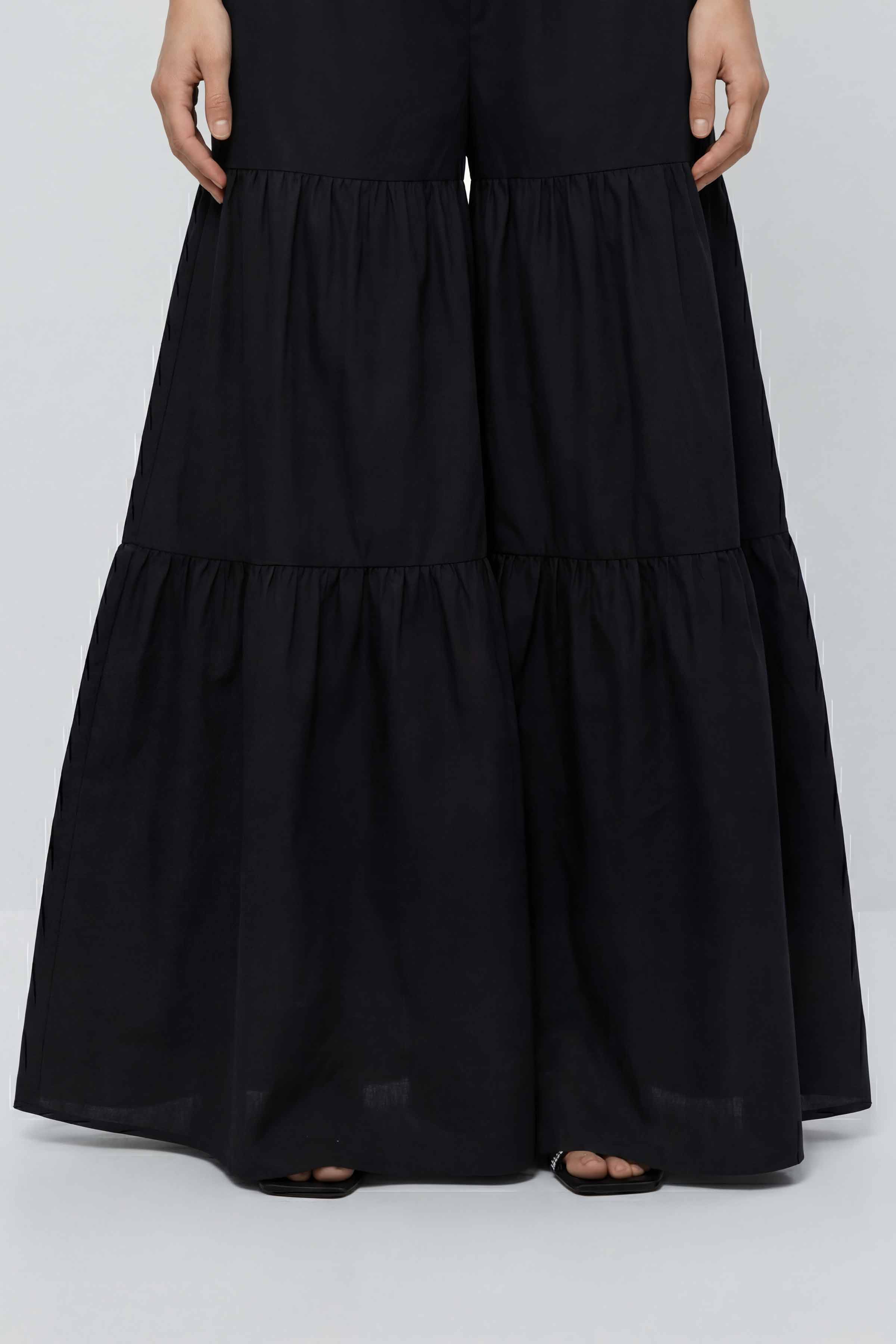 Solid Gharara - PE26-672 Black Cambric 1PC Solids READY TO WEAR