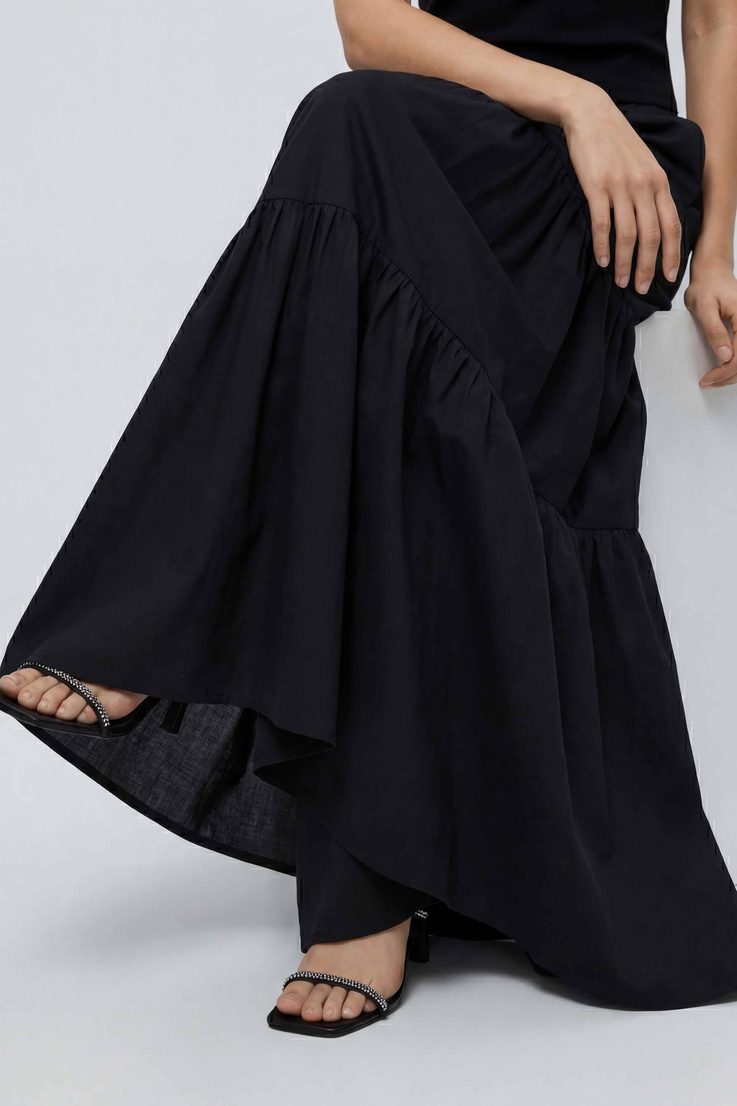 Solid Gharara - PE26-672 Black Cambric 1PC Solids READY TO WEAR