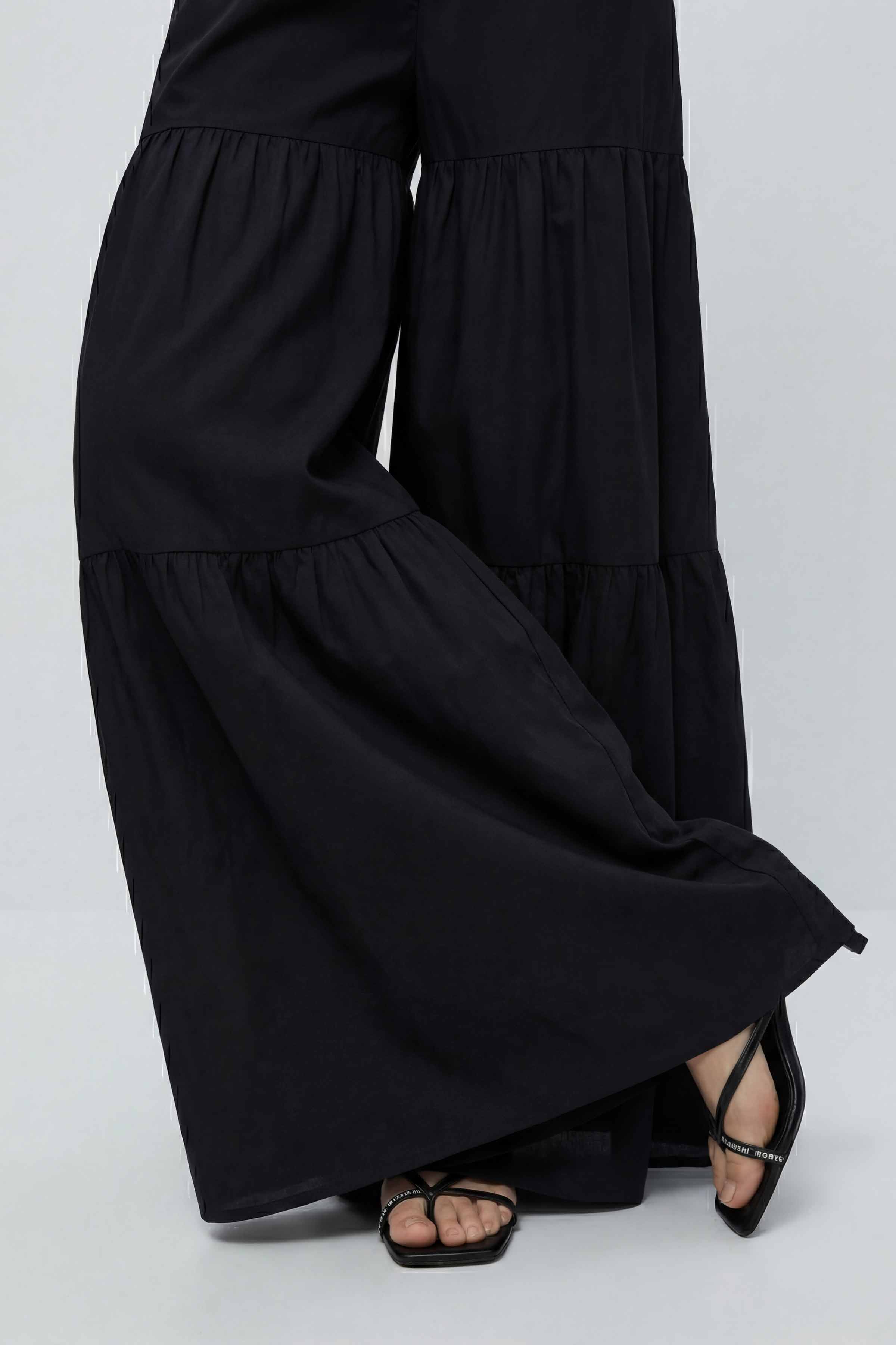 Solid Gharara - PE26-672 Black Cambric 1PC Solids READY TO WEAR