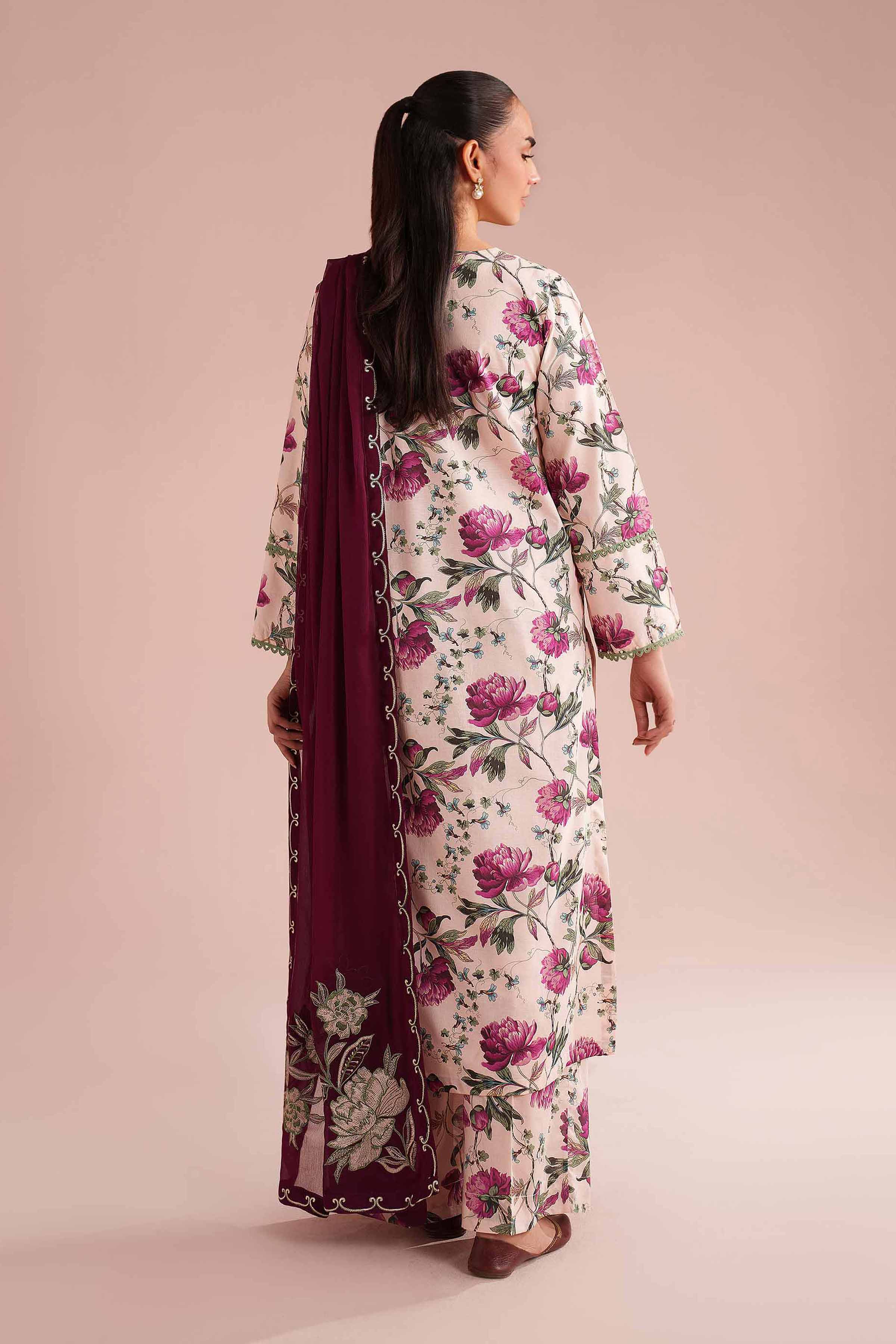 3 Piece - Printed Embroidered Suit - PE26-70