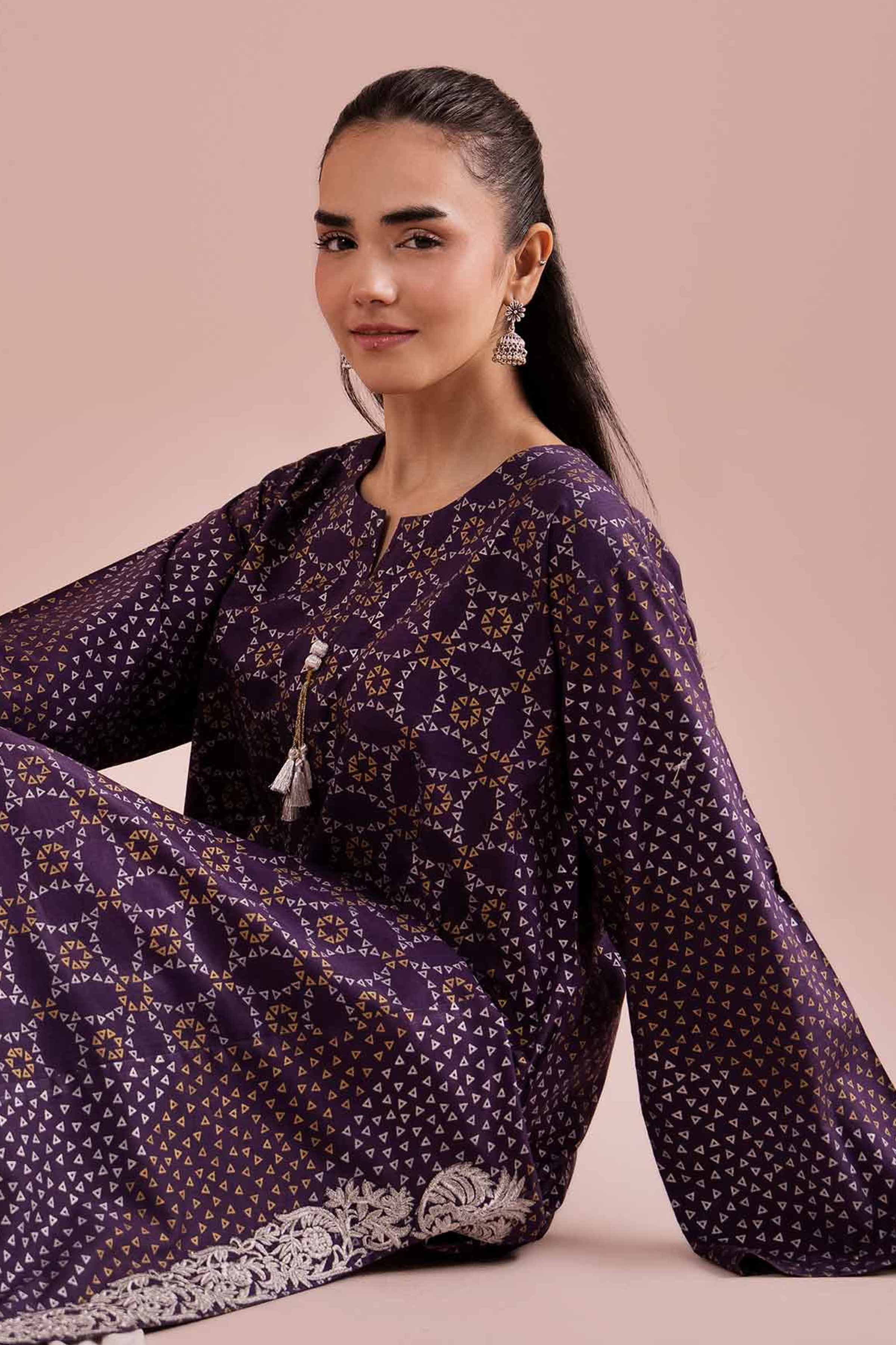 Printed Embroidered Shirt - PE26-88 Purple Lawn 1PC Embroidered READY TO WEAR