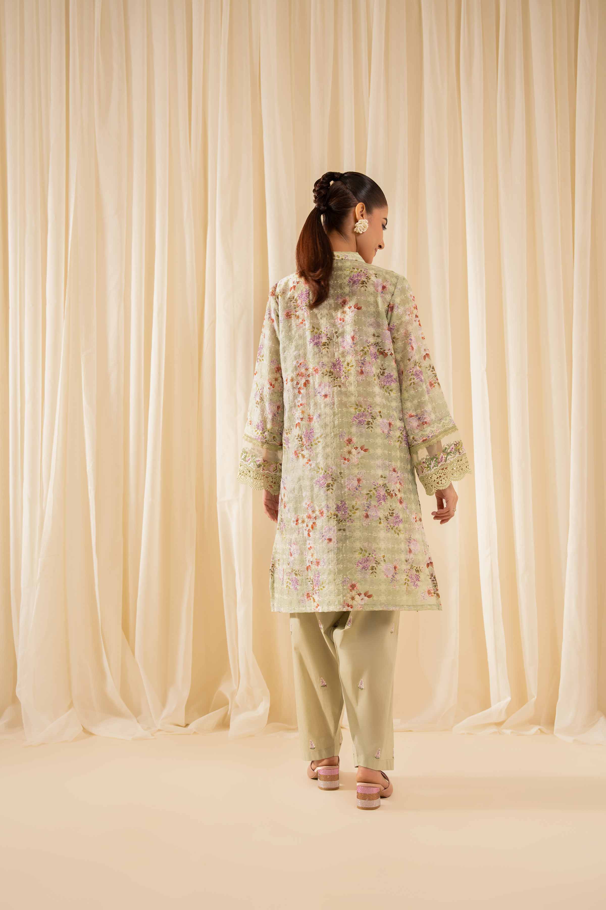 NISHATUAE - Green Embroidered Silk 2-piece Ready to wear Dress