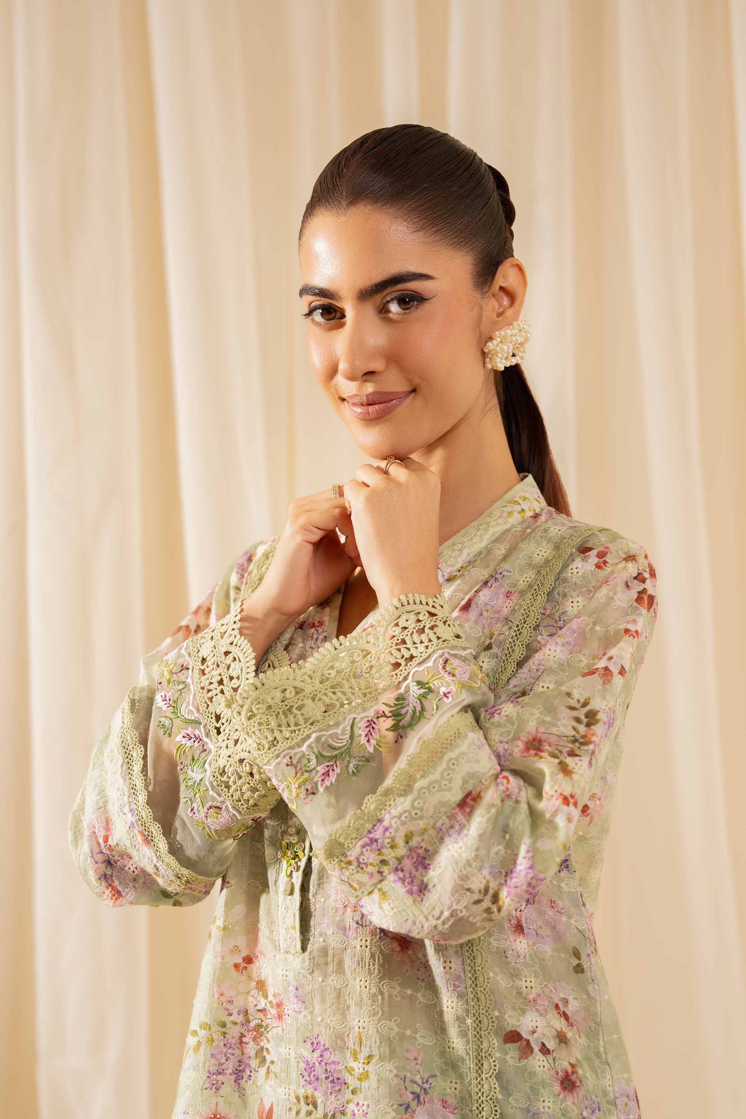 NISHATUAE - Green Embroidered Silk 2-piece Ready to wear Dress