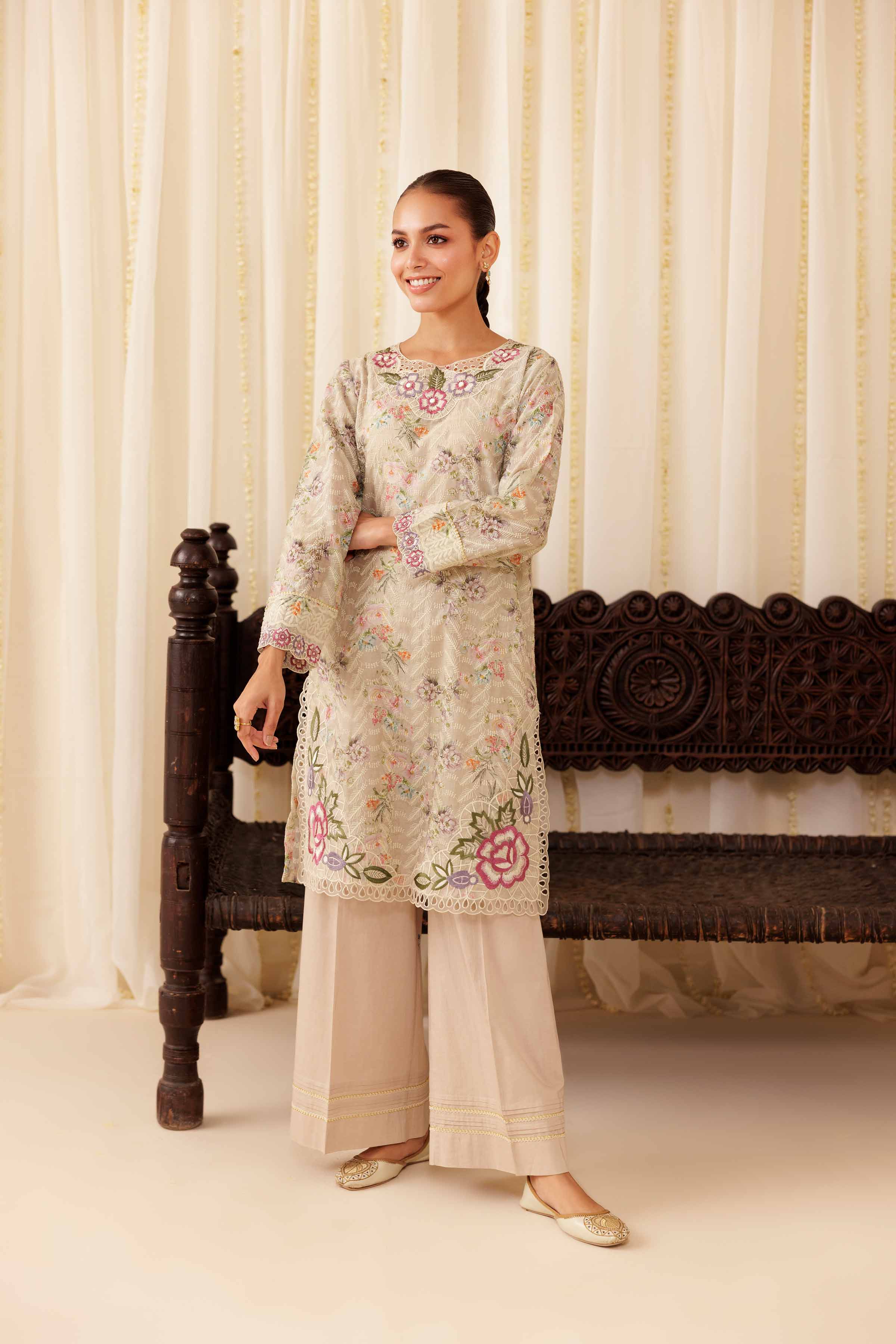 NISHATUAE - Yellow Embroidered Silk 2-piece Ready to wear Dress