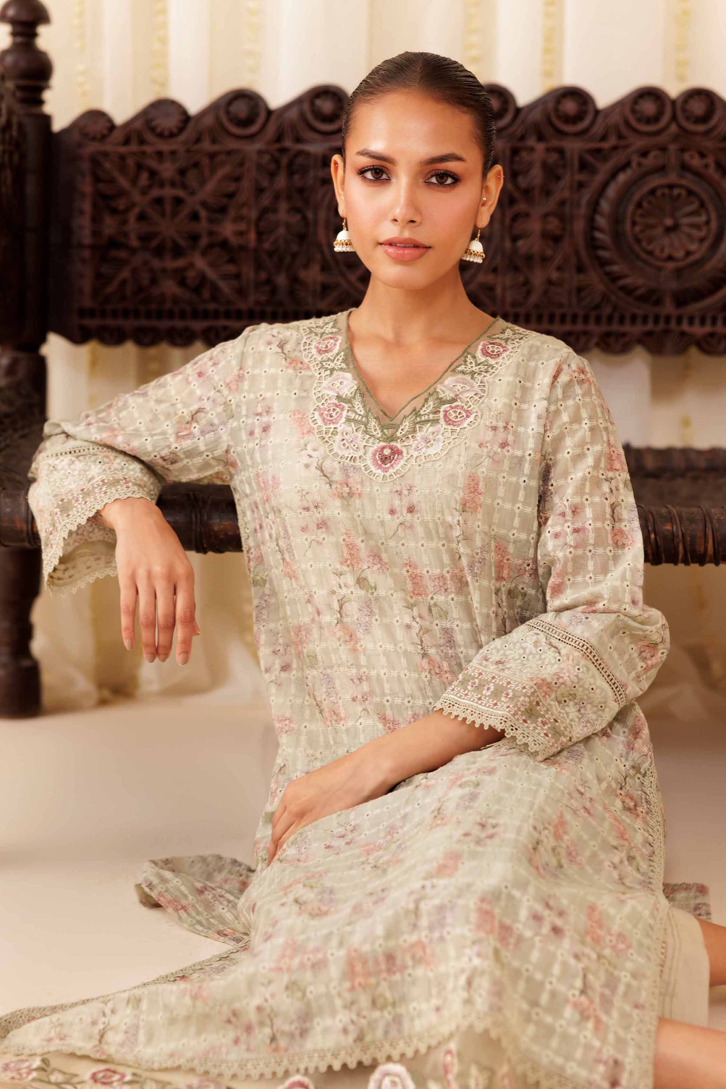 NISHATUAE - Green Embroidered Silk 2-piece Ready to wear Dress