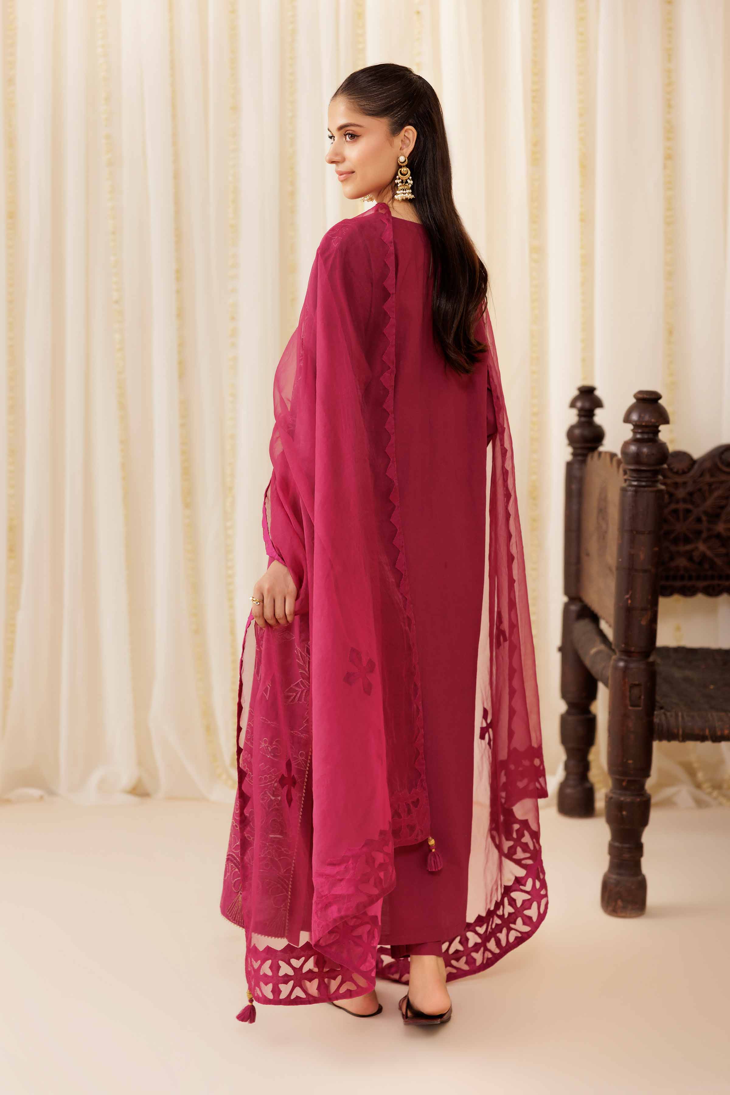 NISHATUAE - Purple Embroidered Cambric 3-piece Ready to wear Suit