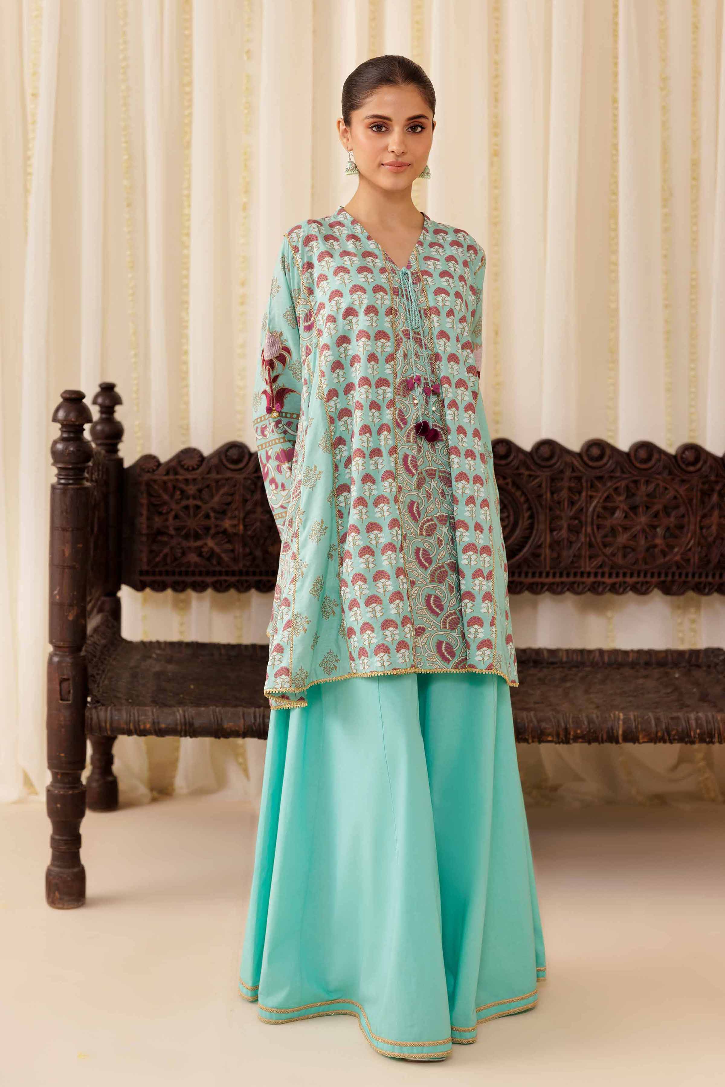 NISHATUAE - Blue Embroidered Viscose 2-piece Ready to wear Dress