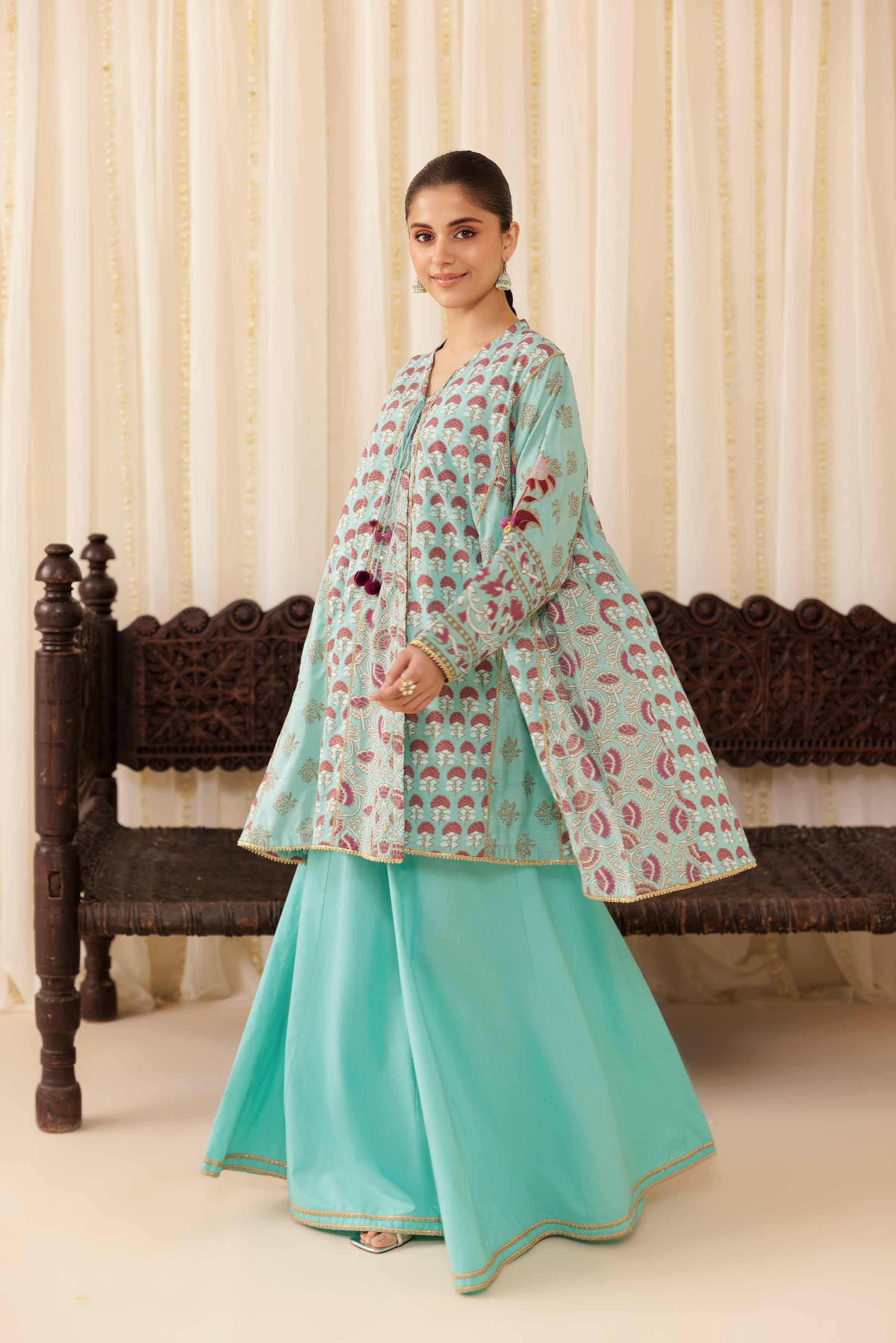 NISHATUAE - Blue Embroidered Viscose 2-piece Ready to wear Dress