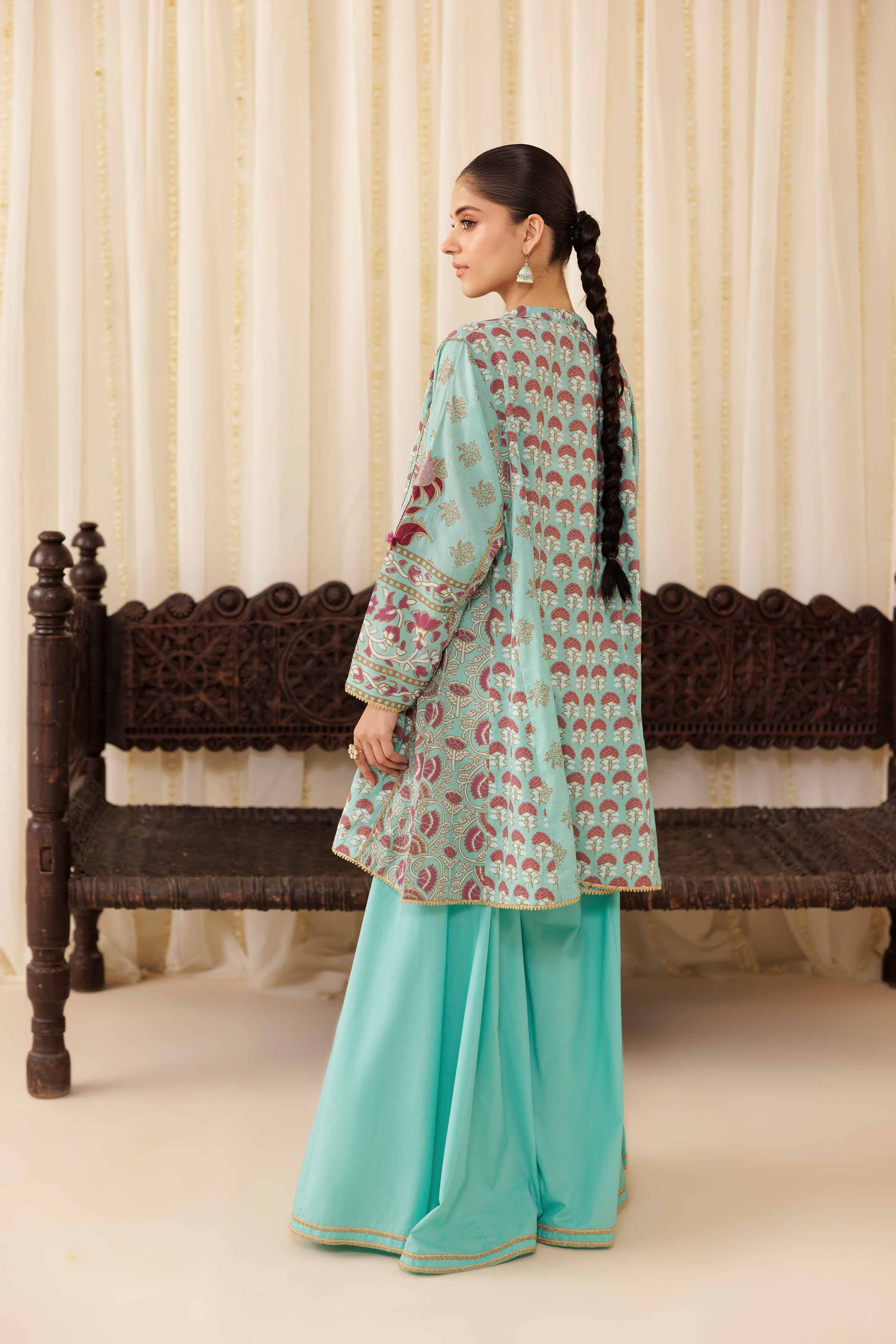NISHATUAE - Blue Embroidered Viscose 2-piece Ready to wear Dress