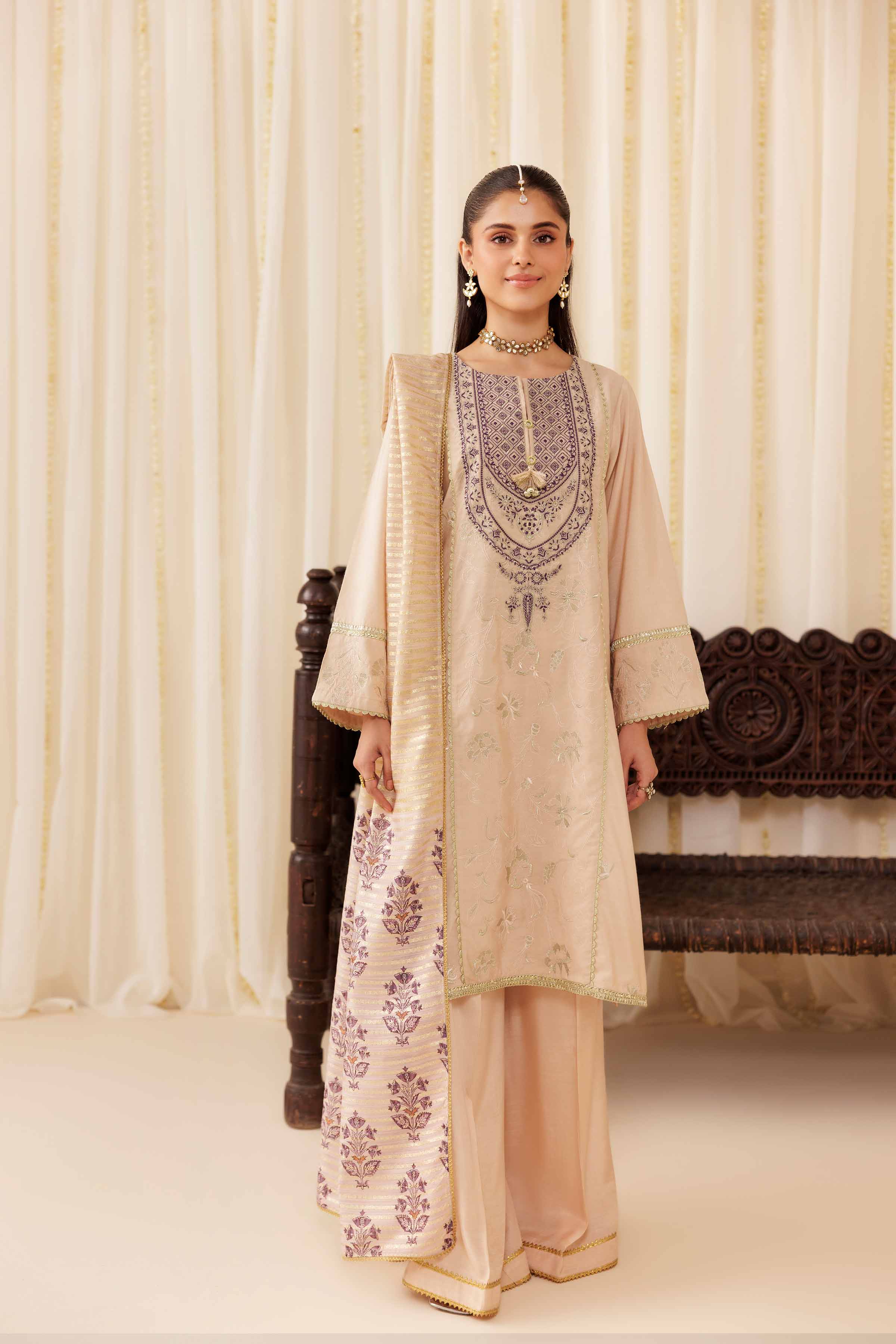 NishatUAE - Pink Embroidered Silk Suit Ready to wear Suit