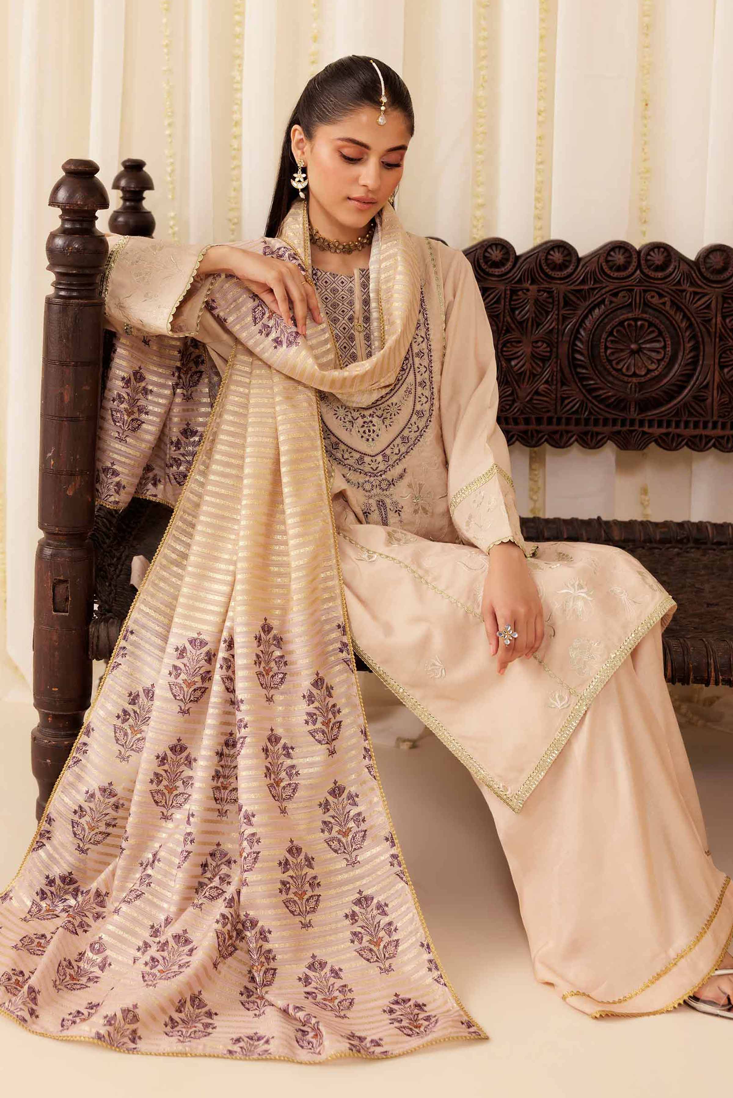 NishatUAE - Pink Embroidered Silk Suit Ready to wear Suit