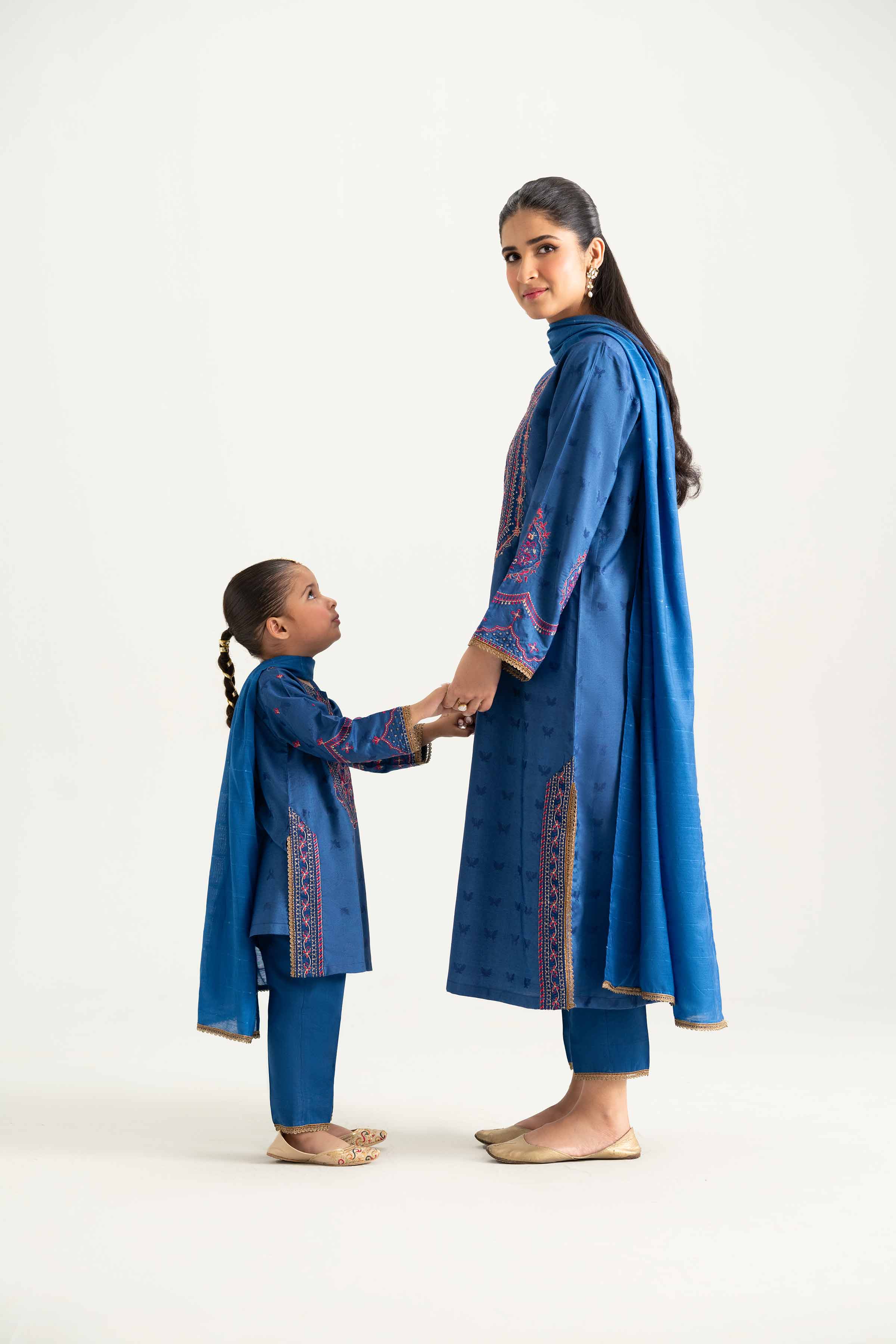 NISHATUAE - Blue Embroidered Jacquard 3-piece Ready to wear Suit