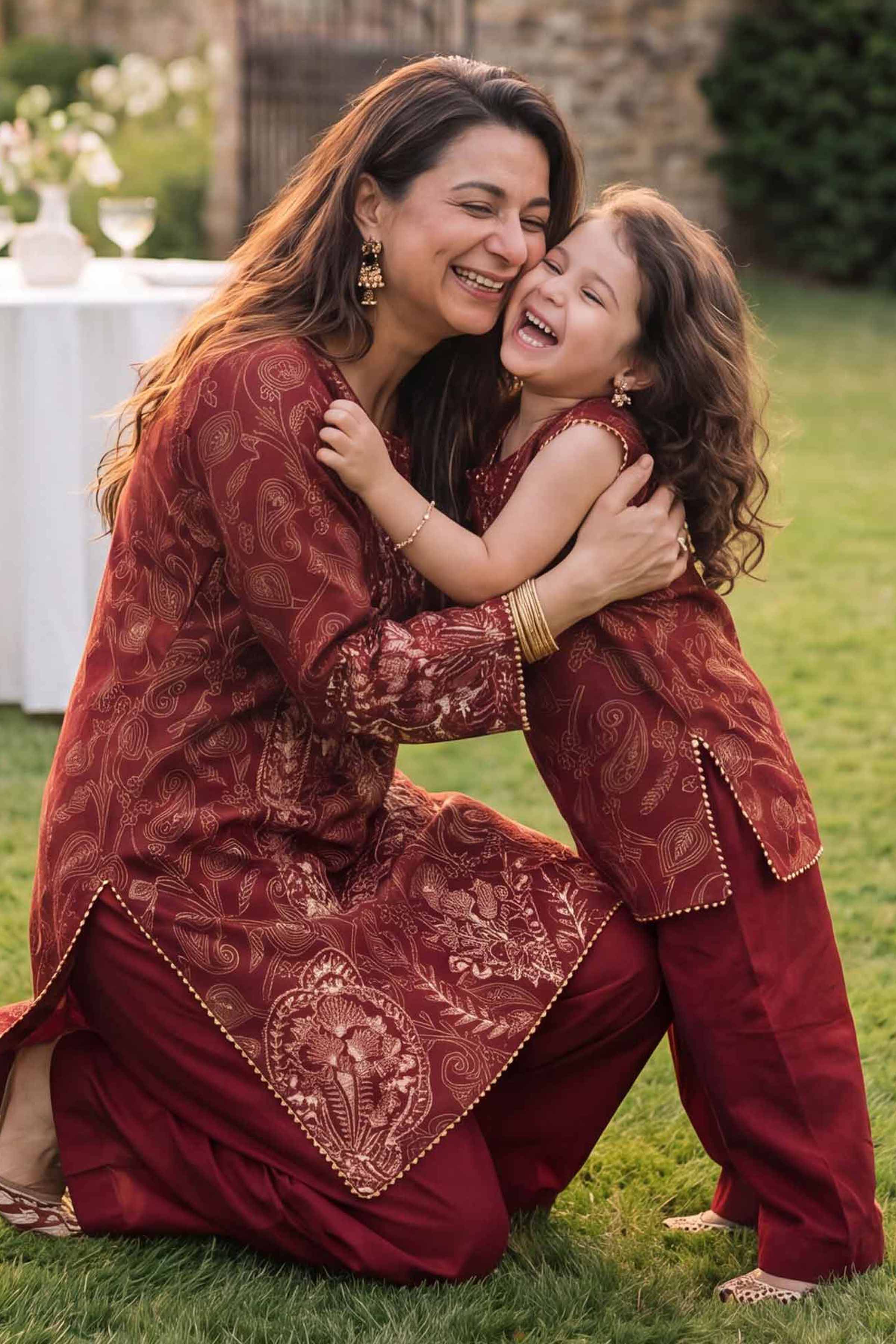 2 Piece - Printed Embroidered Suit - PMD26-01 D Red Lawn 2PC Embroidered READY TO WEAR