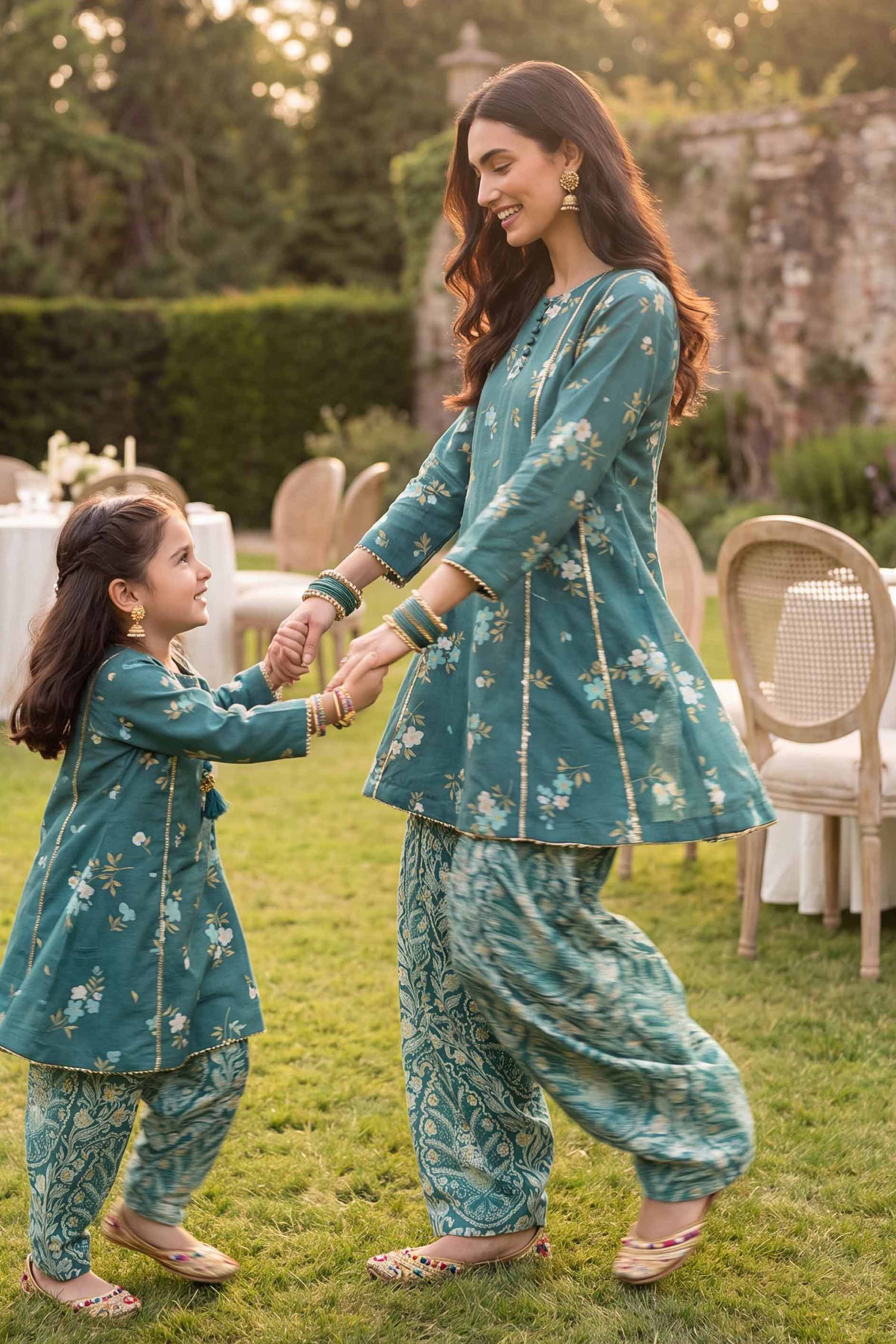 2 Piece - Printed Suit - PMD26-06 M Green Lawn 2PC Printed READY TO WEAR