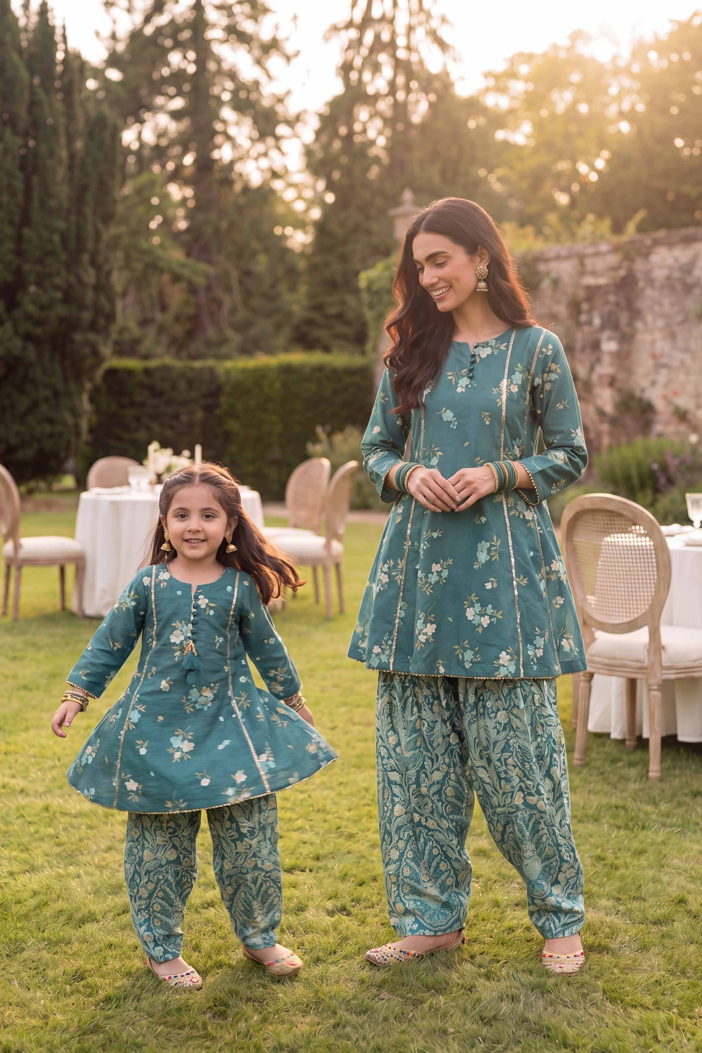 2 Piece - Printed Suit - PMD26-06 D Green Lawn 2PC Printed READY TO WEAR