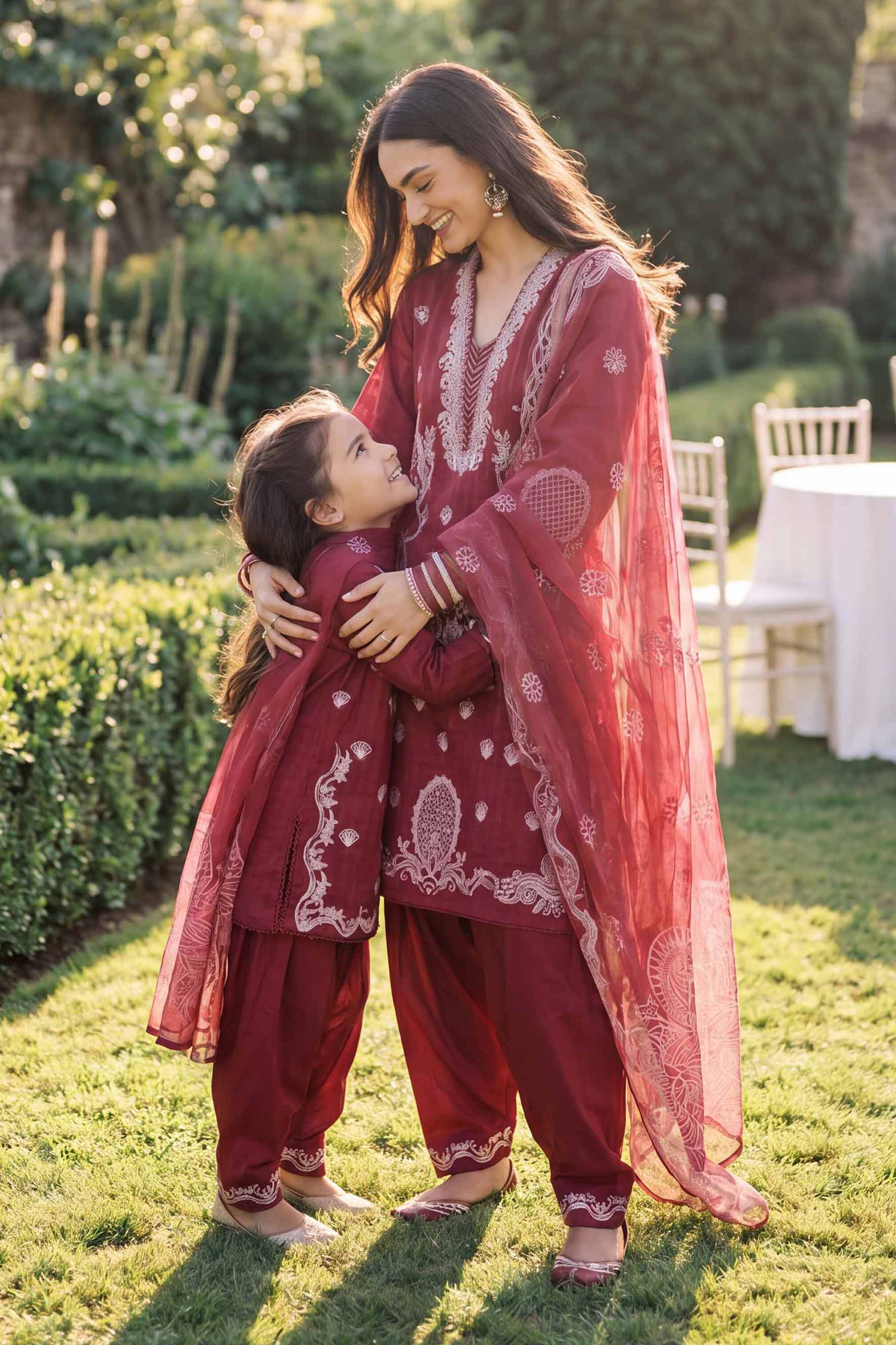 3 Piece - Embroidered Suit - PMD26-34 M Red Lawn Embroidered Straight shirt